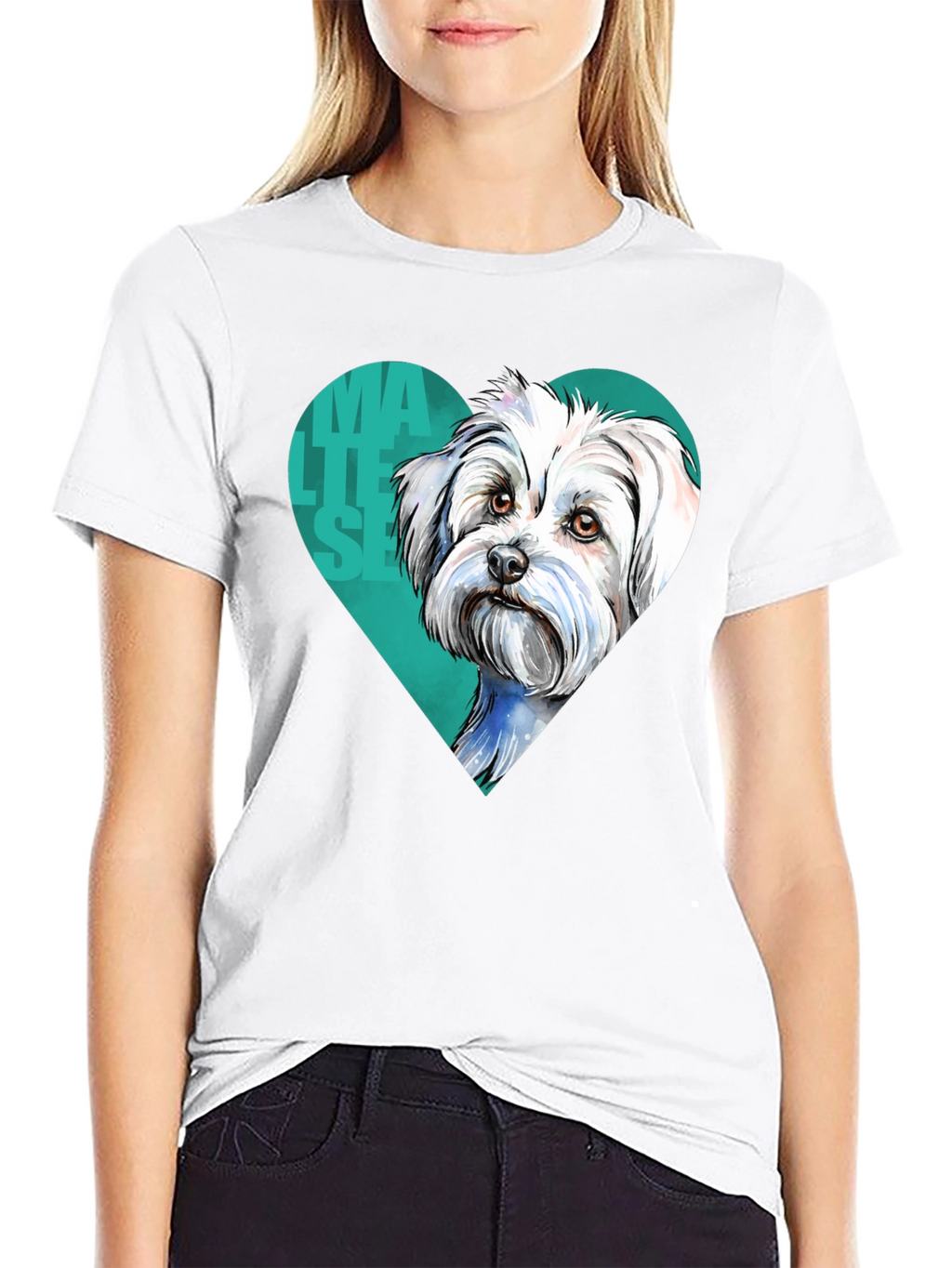 Maltese Dog Heart T-Shirt - Cute Pet Lover Tee