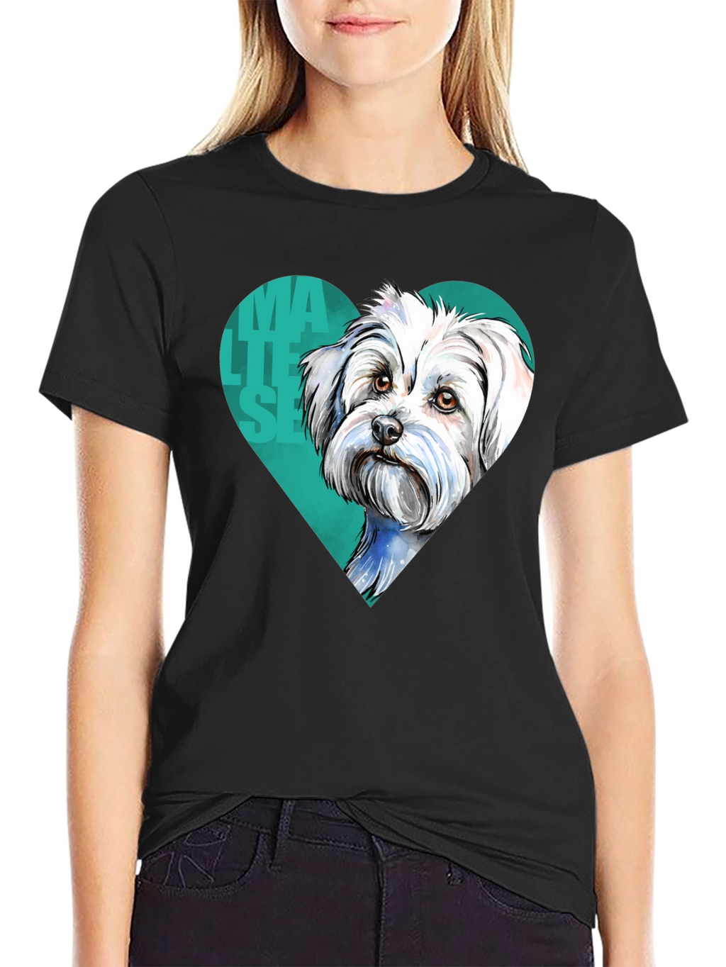 Maltese Dog Heart T-Shirt - Cute Pet Lover Tee