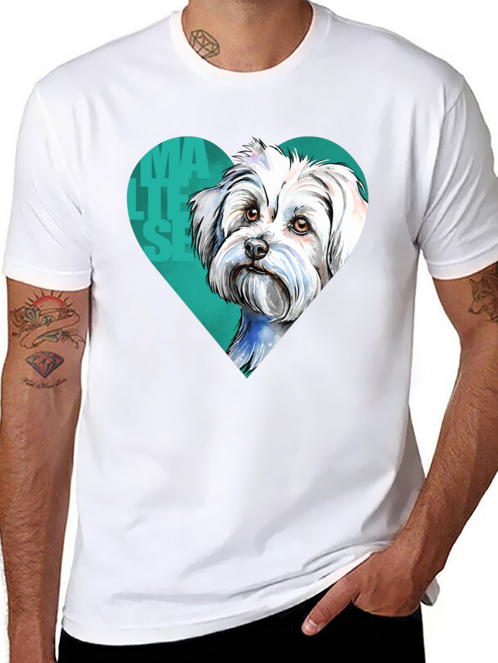 Maltese Dog Heart T-Shirt - Cute Pet Lover Tee