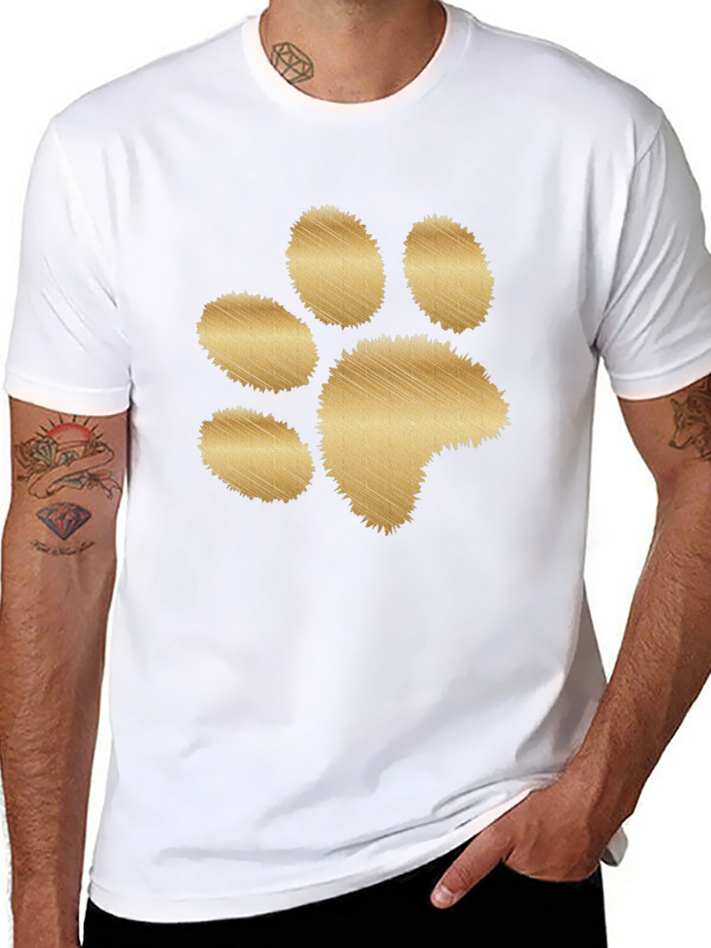 Black T-Shirt with Gold Paw Print