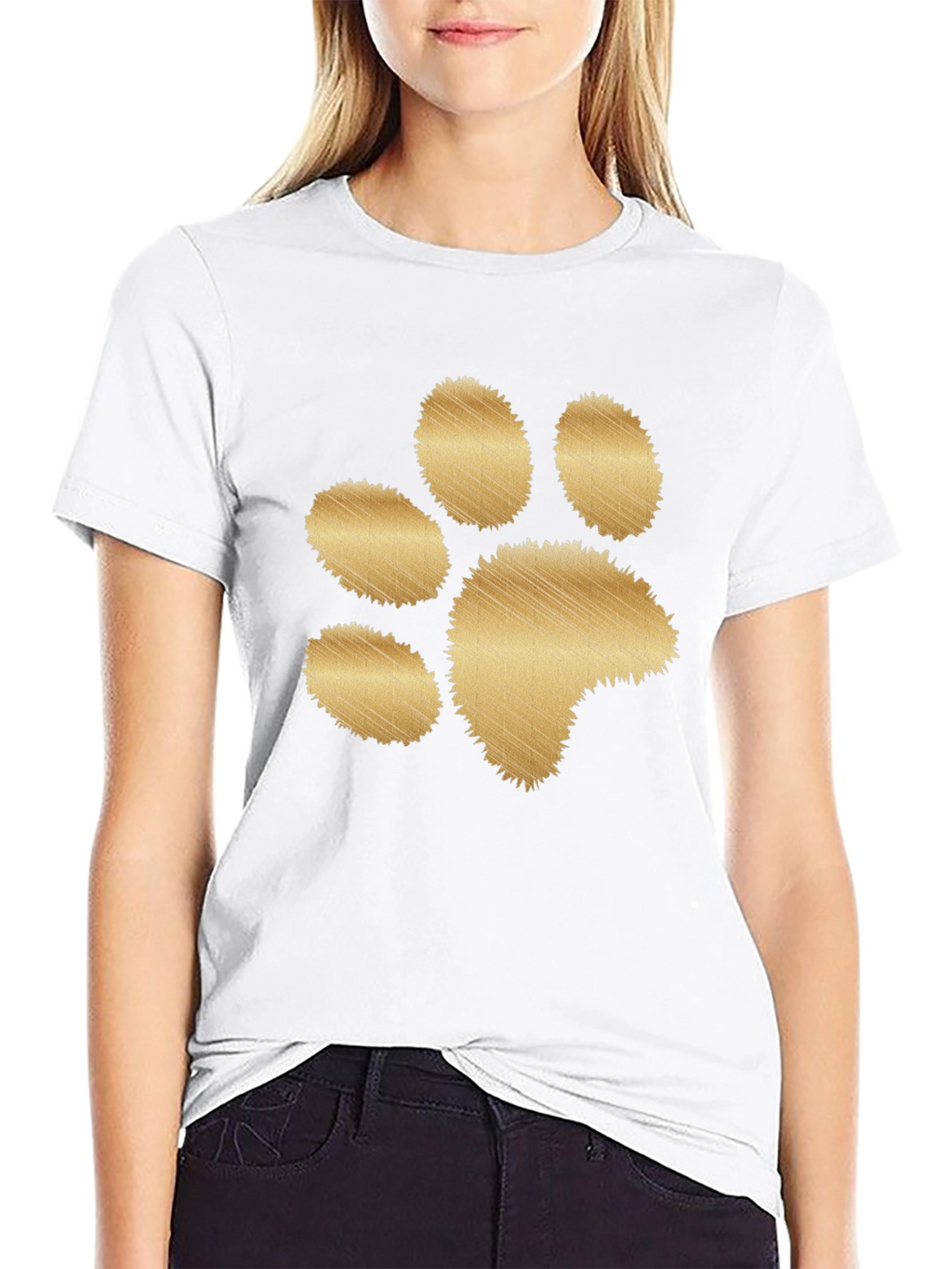 Black T-Shirt with Gold Paw Print