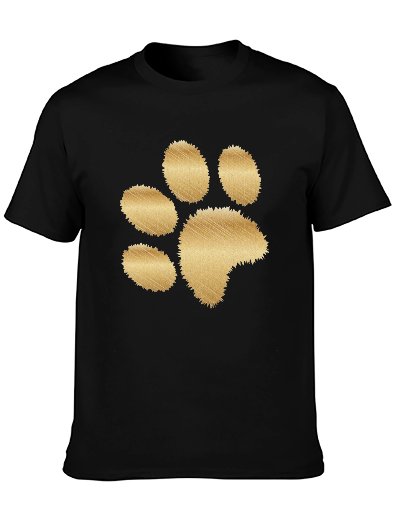 Black T-Shirt with Gold Paw Print