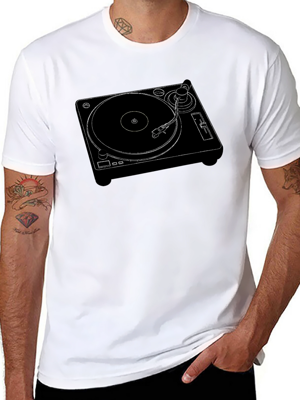 DJ Turntable Graphic Tee - Retro Music Vibe