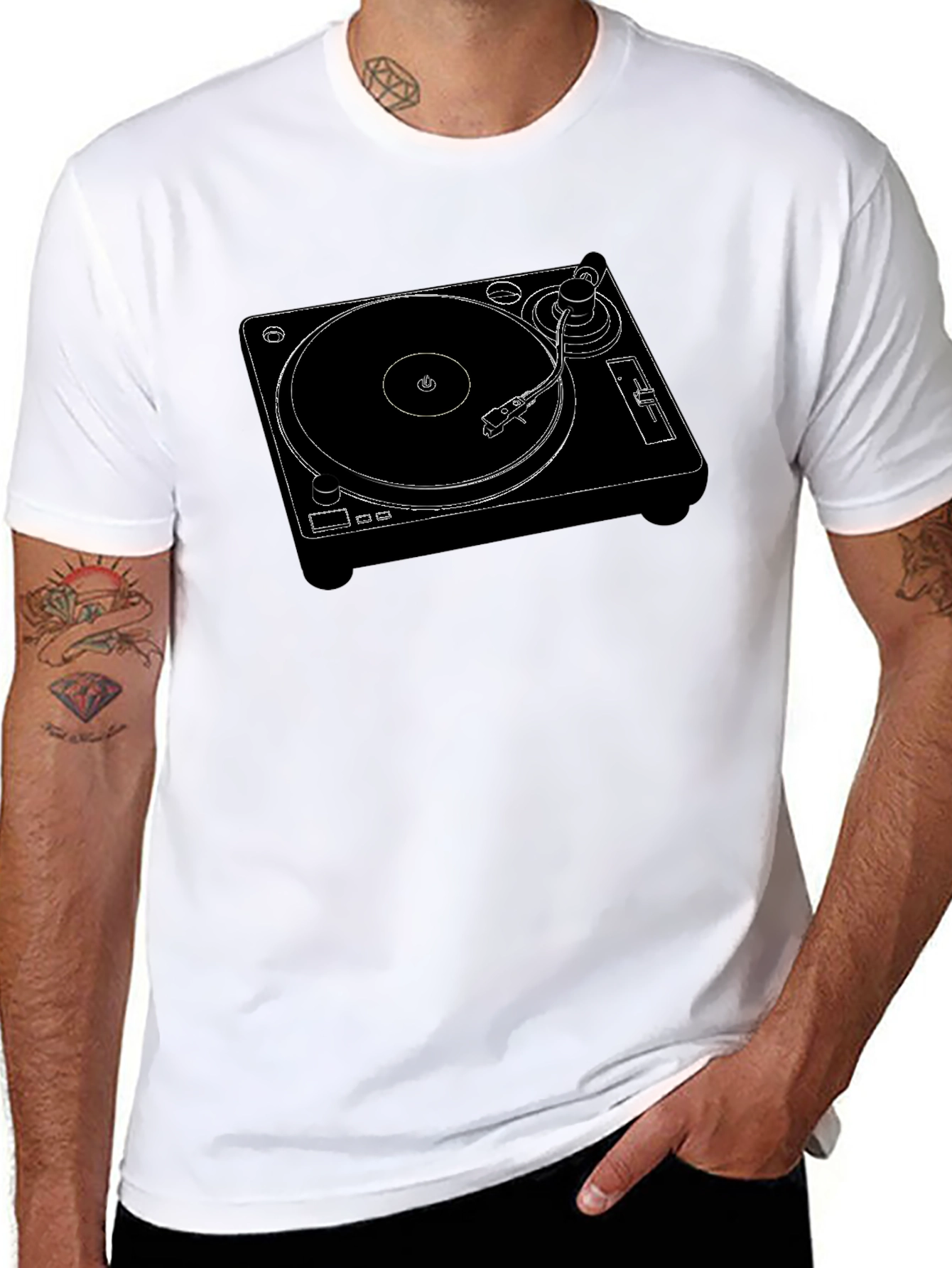 DJ Turntable Graphic Tee - Retro Music Vibe