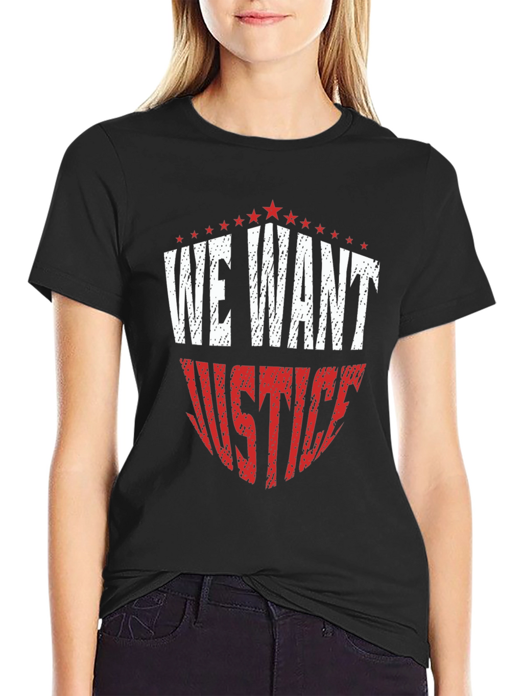 We Want Justice Graphic Tee - Black Cotton T-Shirt