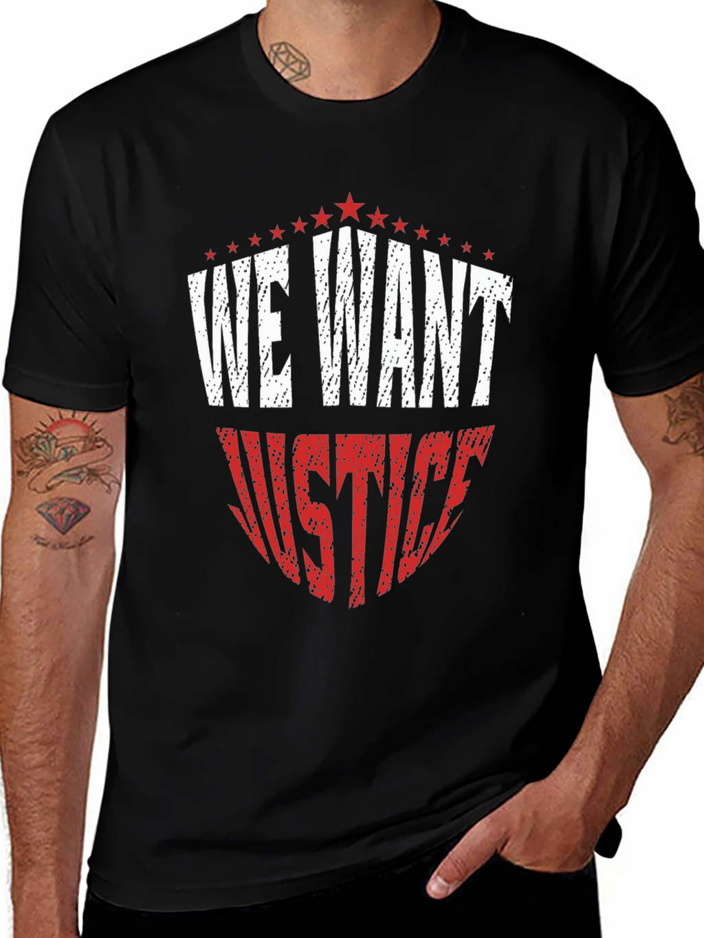 We Want Justice Graphic Tee - Black Cotton T-Shirt