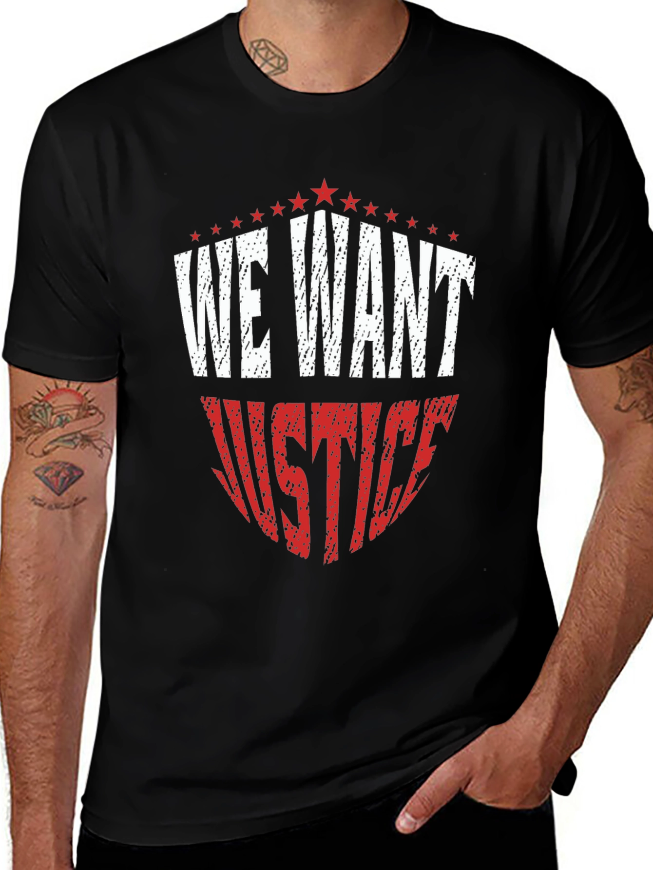 We Want Justice Graphic Tee - Black Cotton T-Shirt