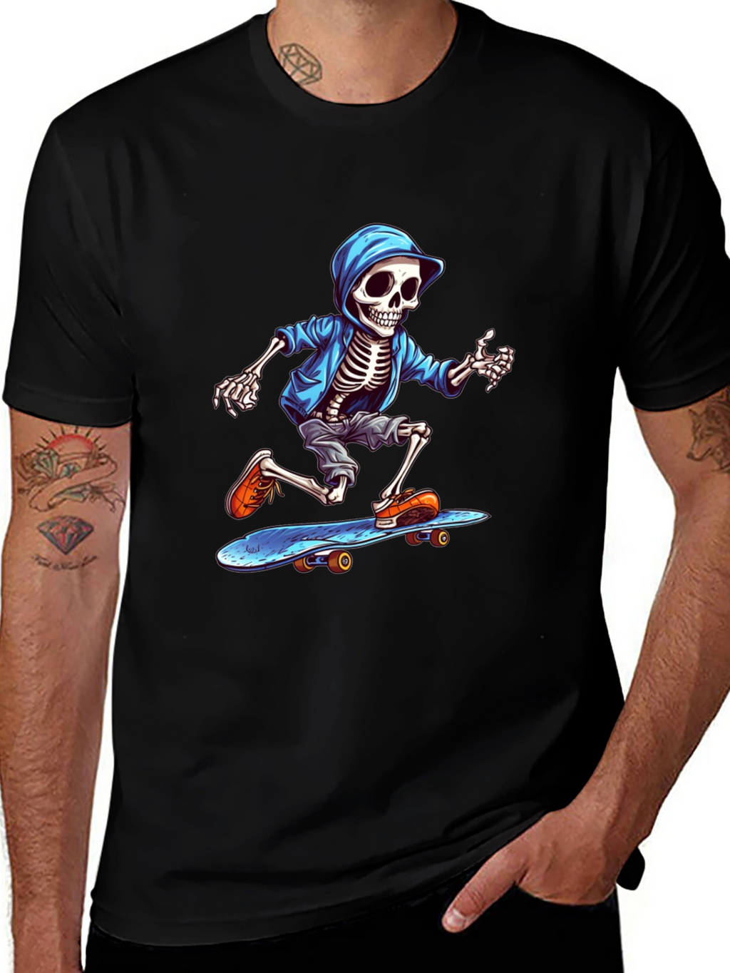 Skeleton Skateboarder Graphic Tee
