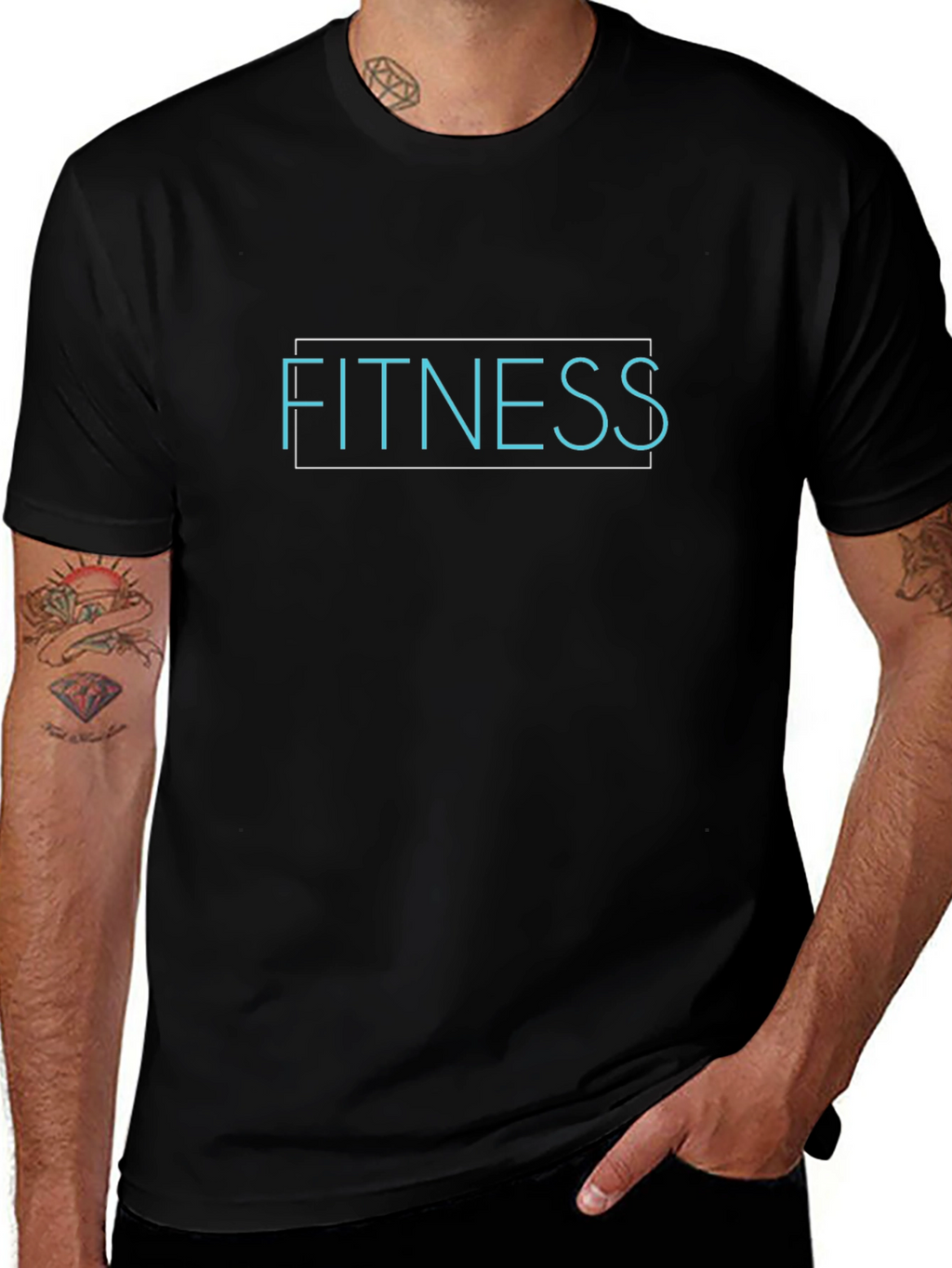 Fitness Graphic Tee - Black Cotton Gym Shirt