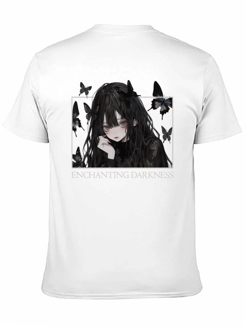 Enchanting Darkness Anime Girl Graphic Tee - Black