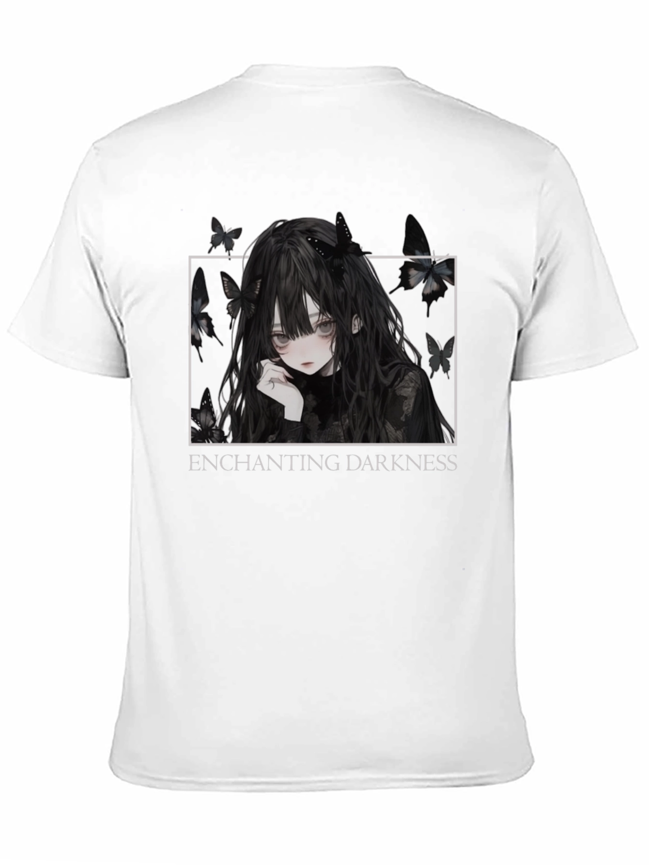 Enchanting Darkness Anime Girl Graphic Tee - Black