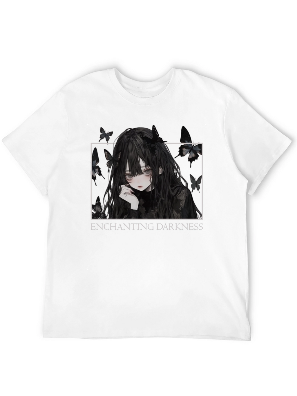 Enchanting Darkness Anime Girl Graphic Tee - Black