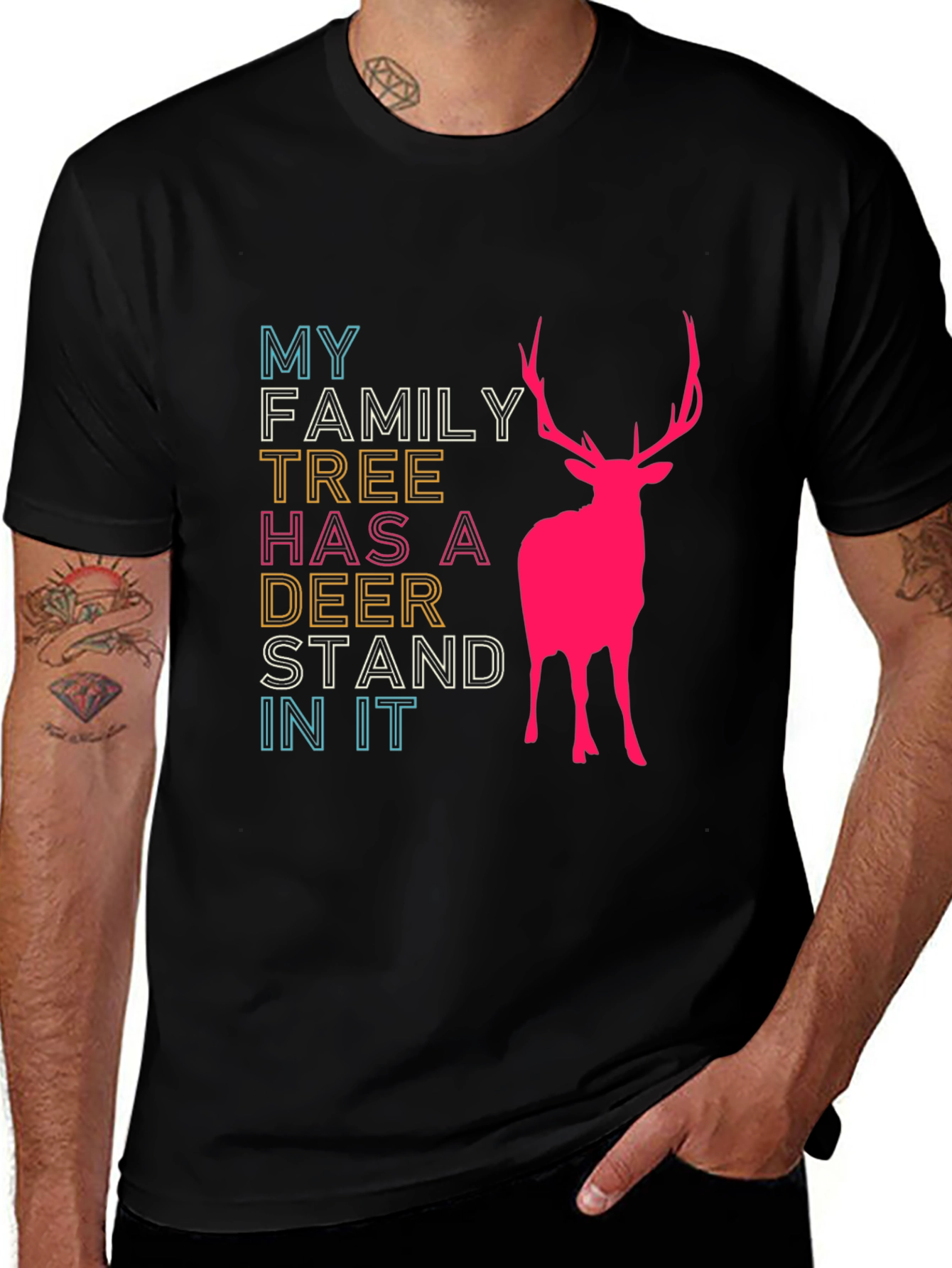 Family Tree Deer Stand Graphic Tee - Hunting Humor Shirt