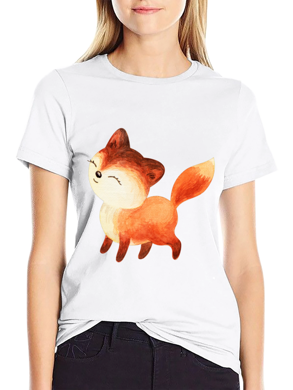 Cute Fox Graphic Tee - Unisex Black T-Shirt