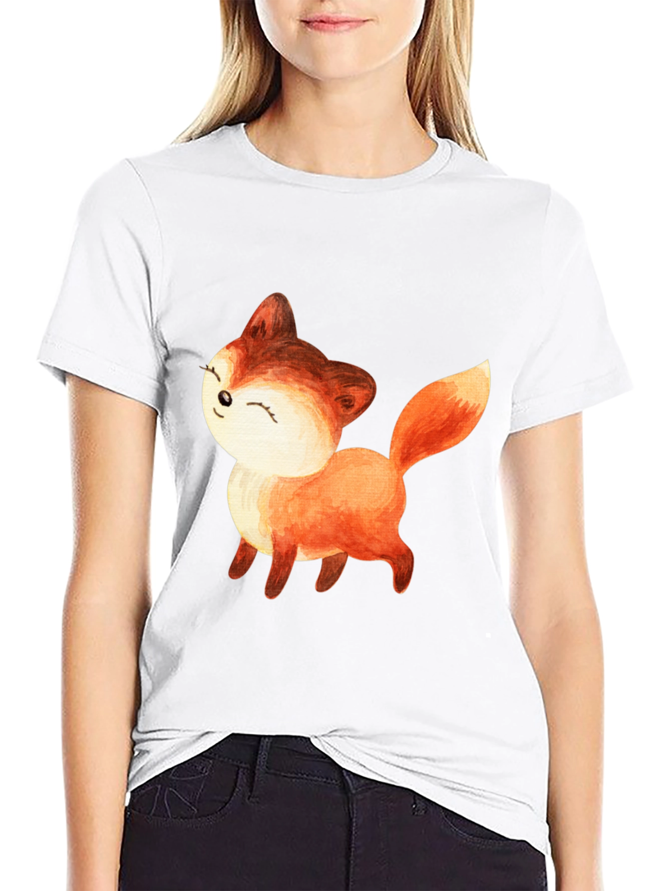 Cute Fox Graphic Tee - Unisex Black T-Shirt