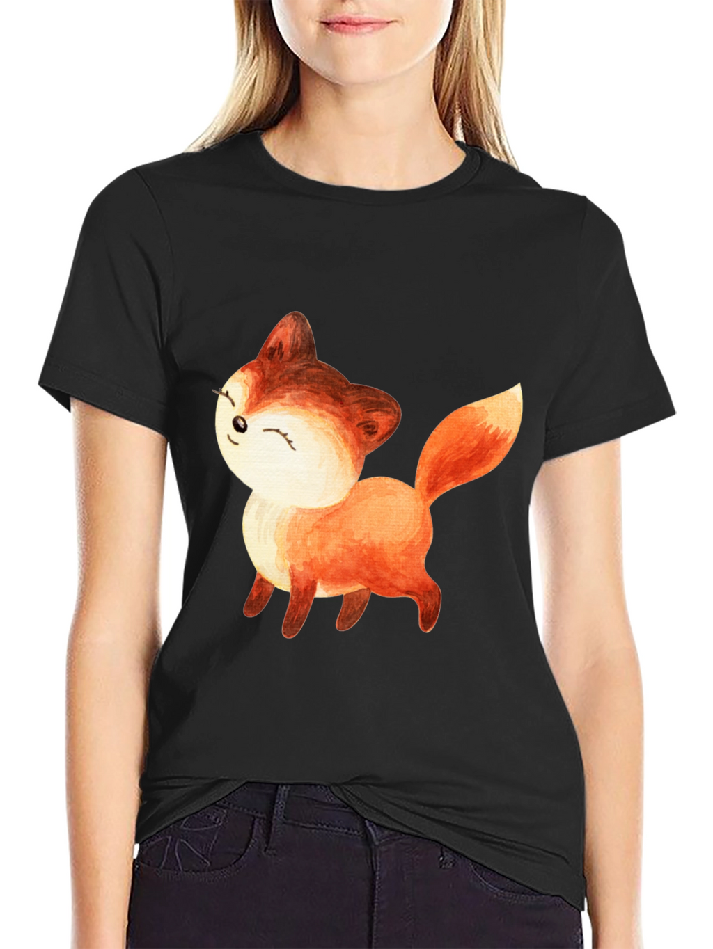 Cute Fox Graphic Tee - Unisex Black T-Shirt