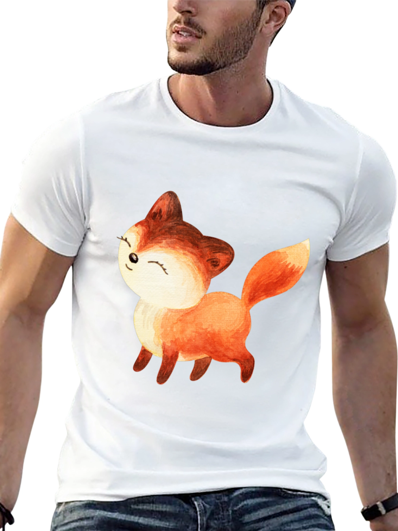 Cute Fox Graphic Tee - Unisex Black T-Shirt