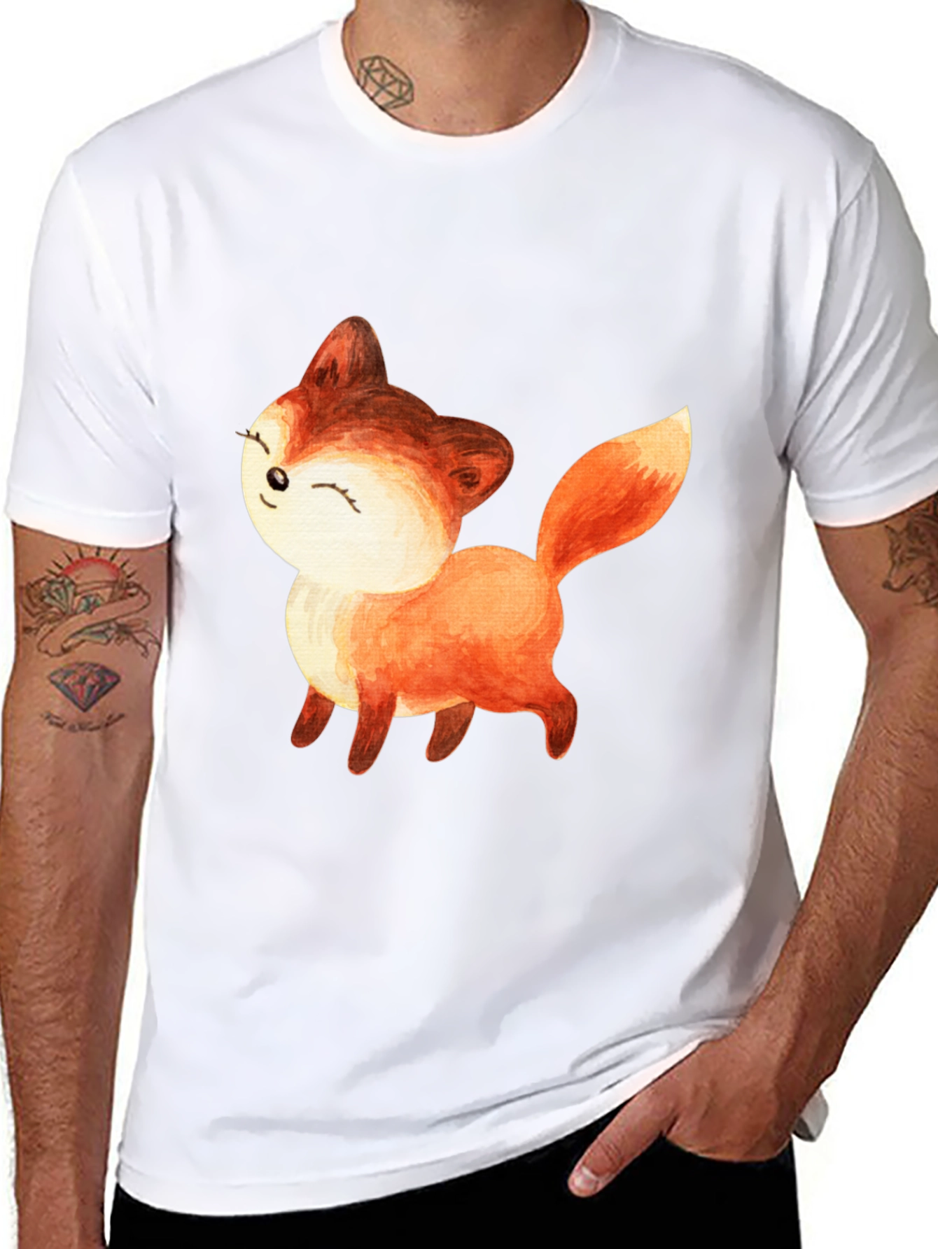 Cute Fox Graphic Tee - Unisex Black T-Shirt