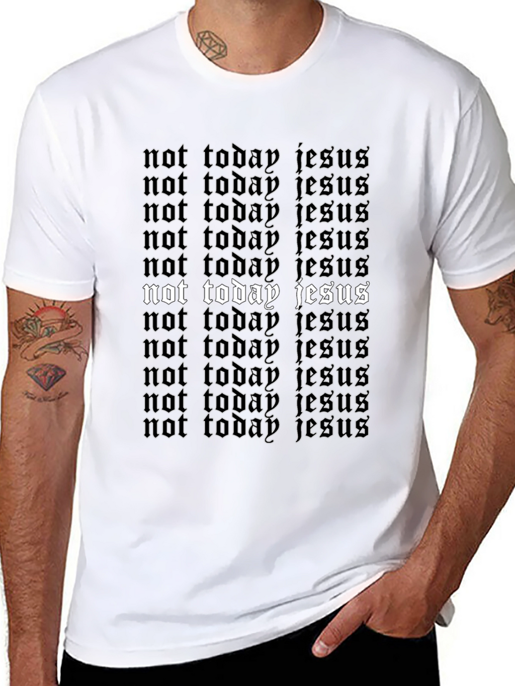 Not Today Jesus Graphic T-Shirt - Black