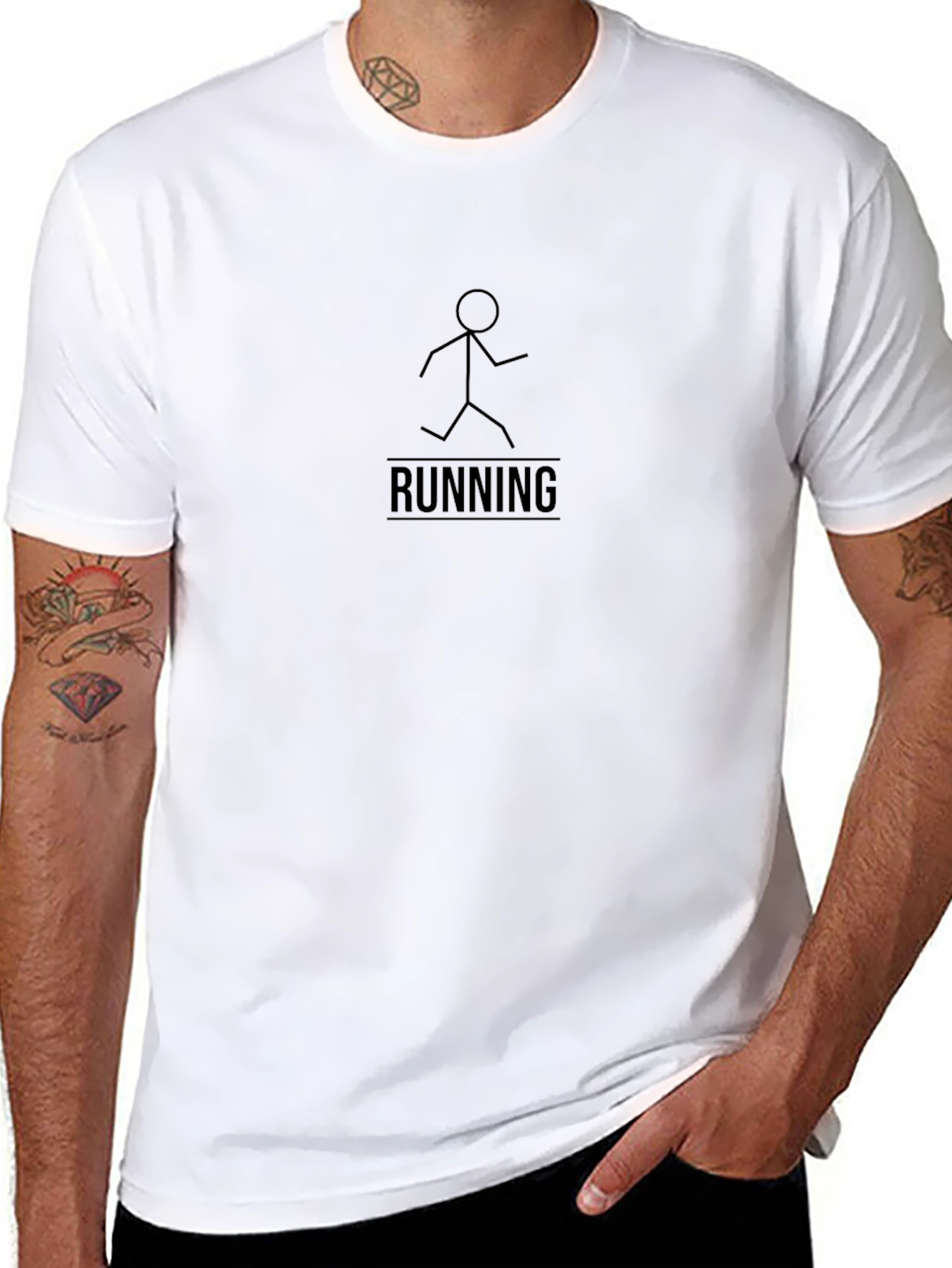 Mens Black Running Graphic T-Shirt