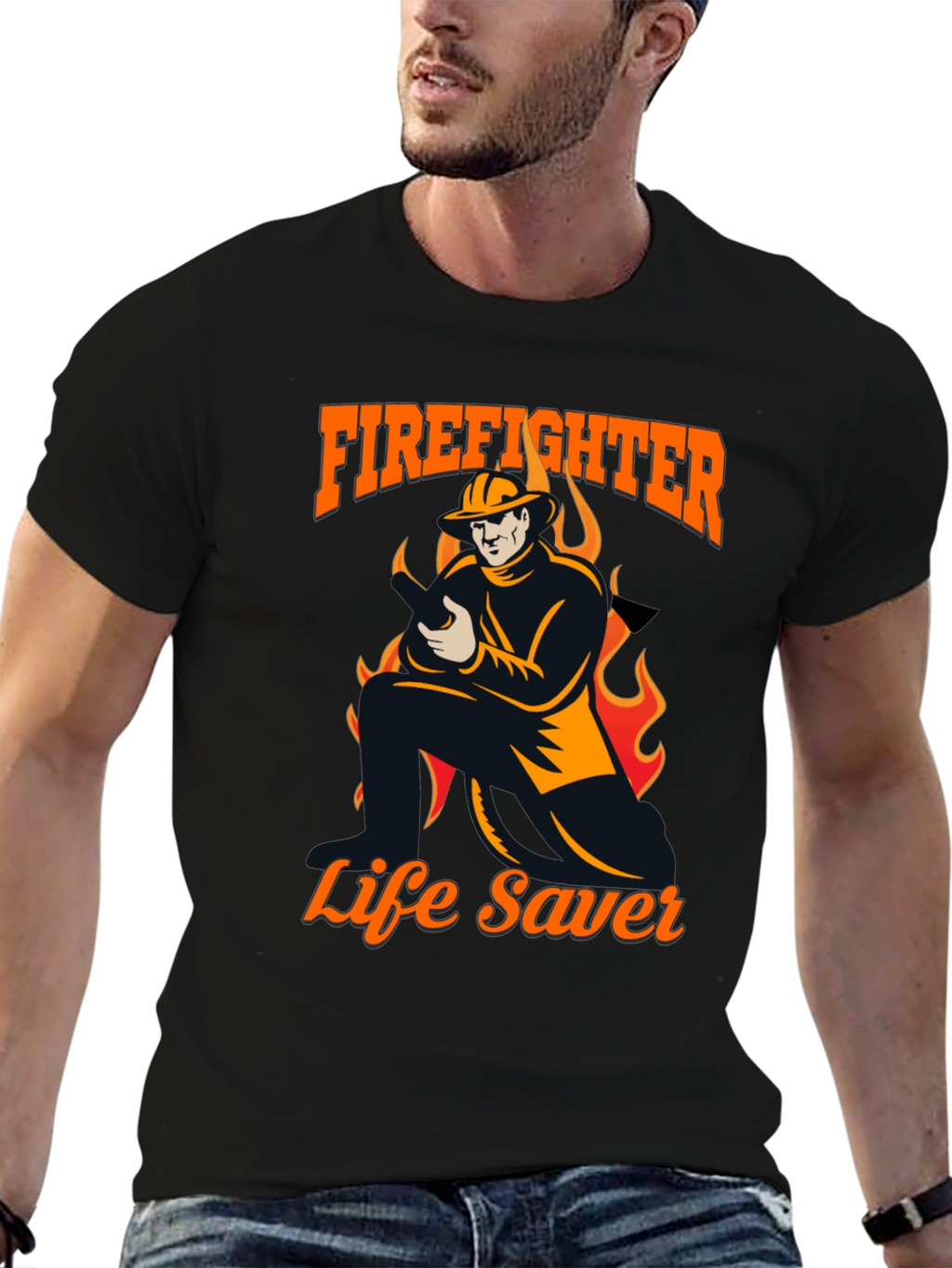 Firefighter Life Saver Graphic T-Shirt