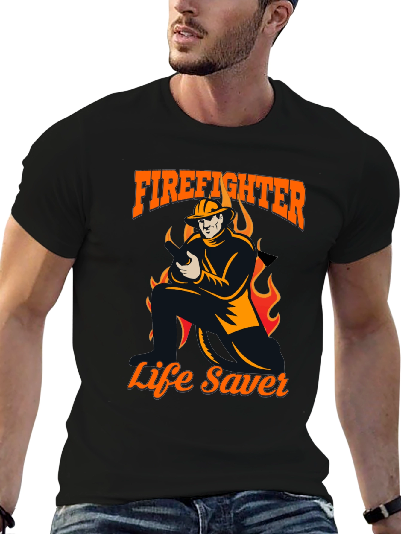 Firefighter Life Saver Graphic T-Shirt
