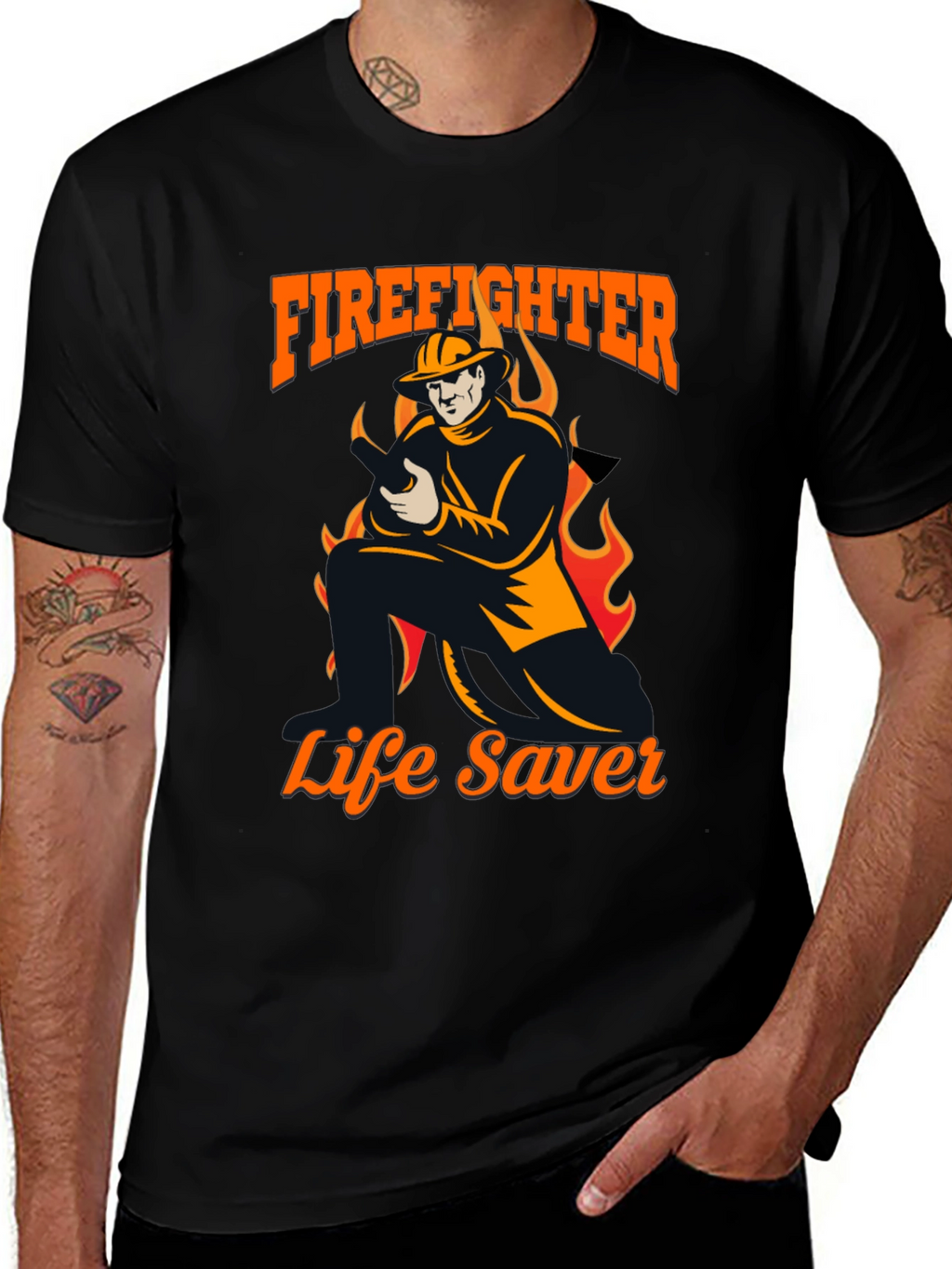 Firefighter Life Saver Graphic T-Shirt