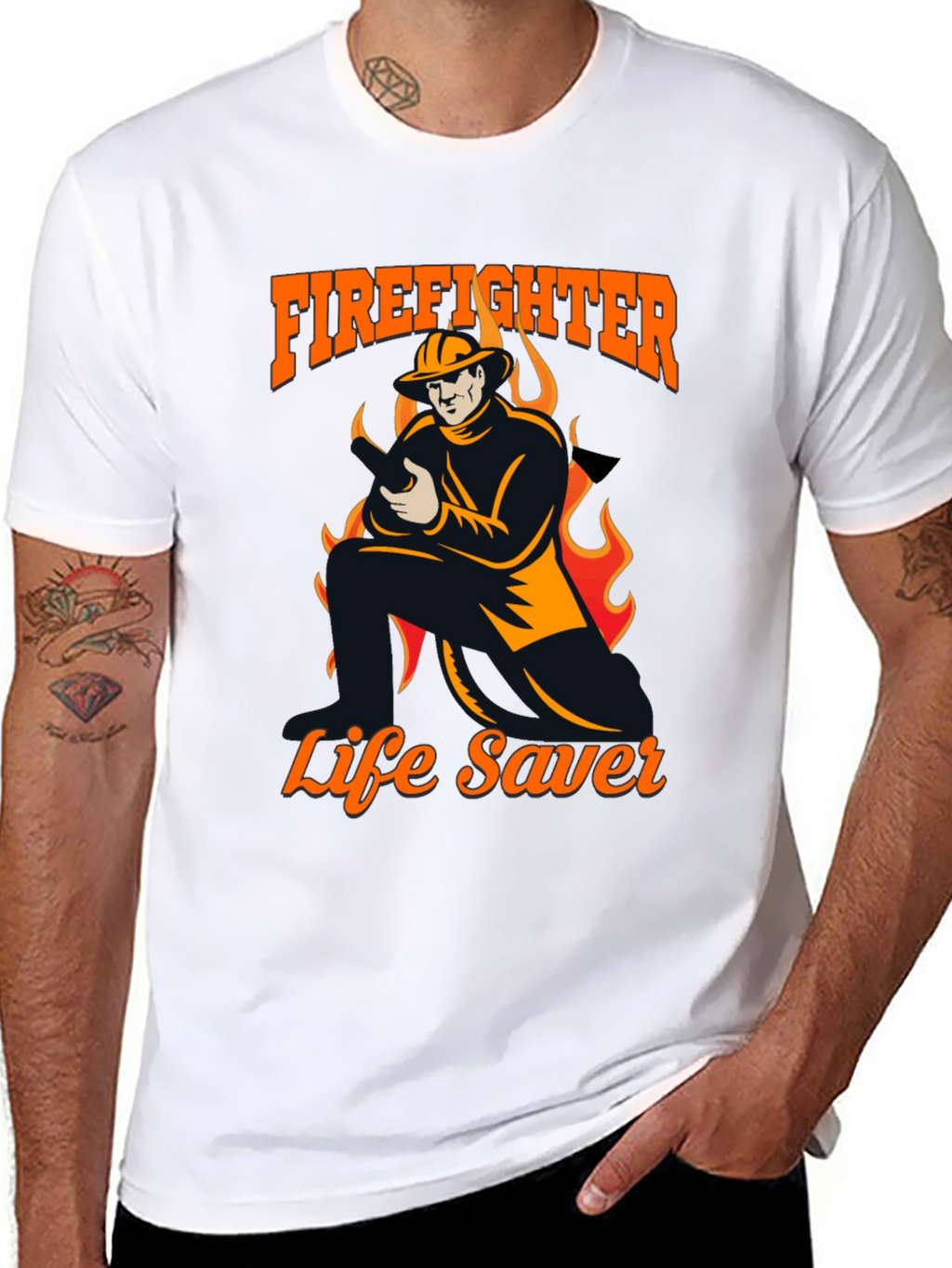 Firefighter Life Saver Graphic T-Shirt