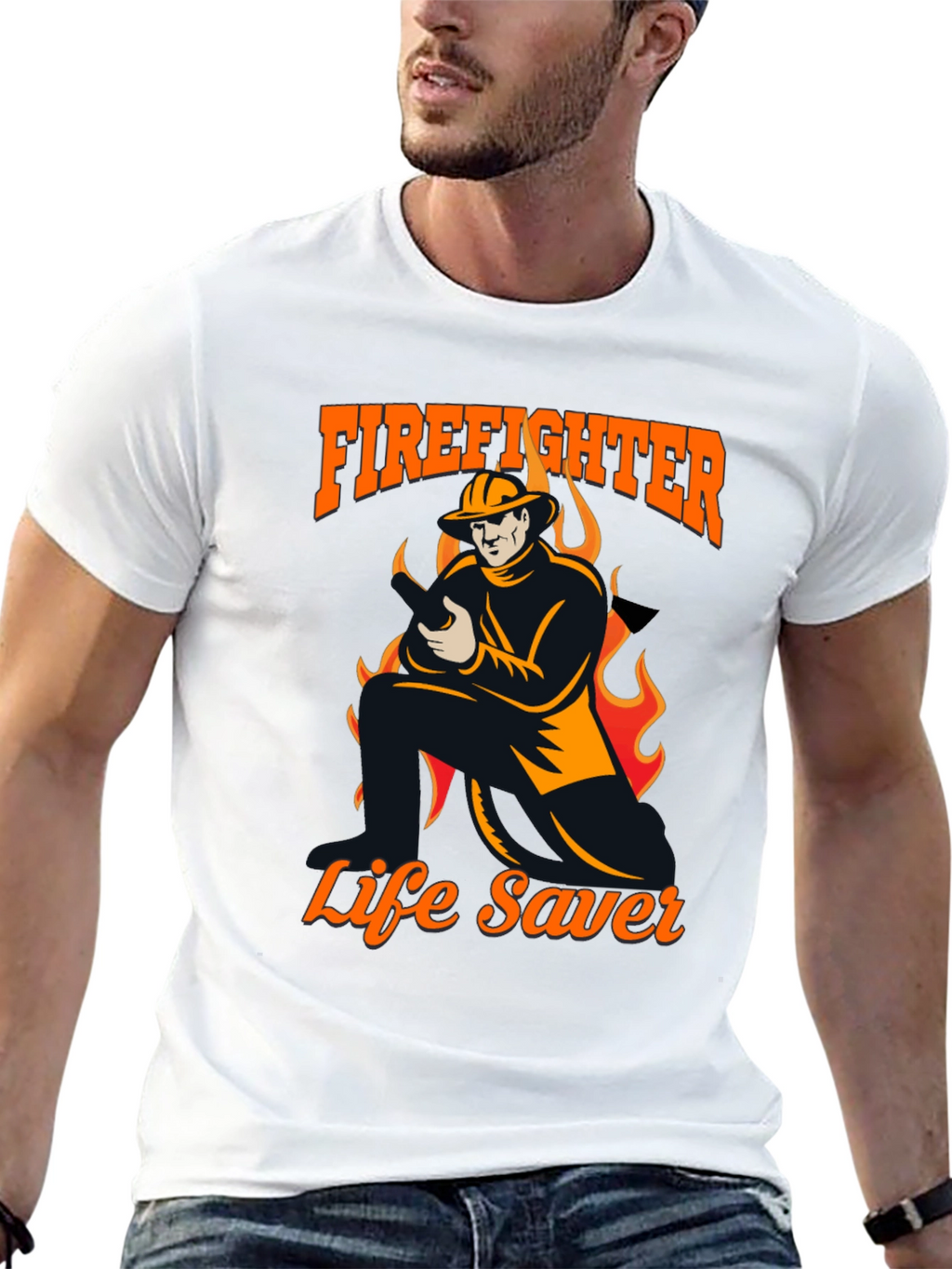Firefighter Life Saver Graphic T-Shirt