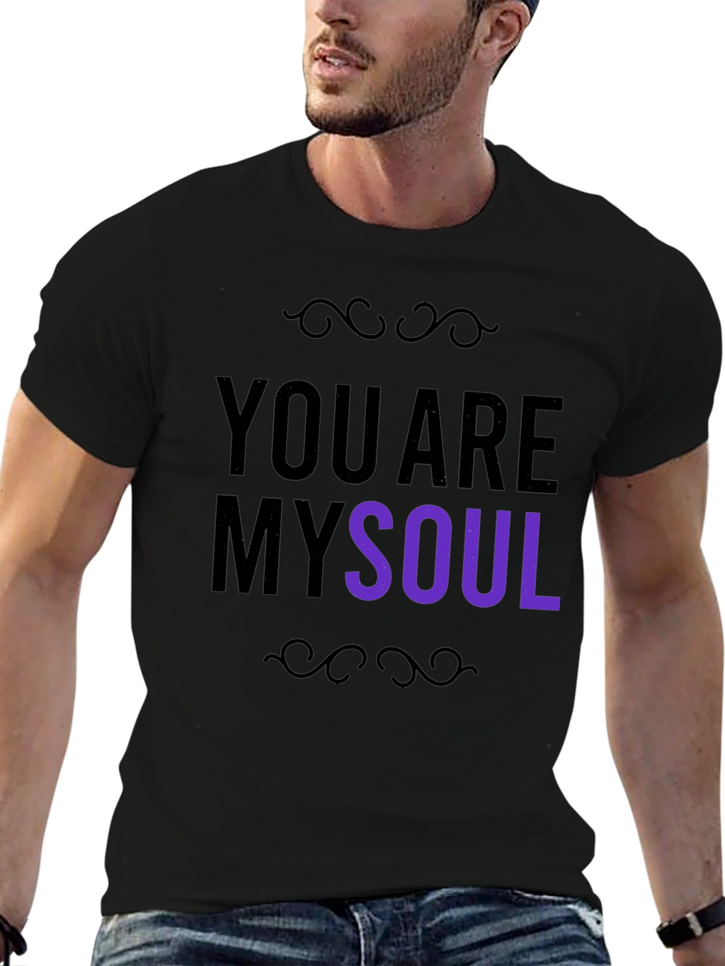 You are My Soul Black Crew Neck T-shirt
