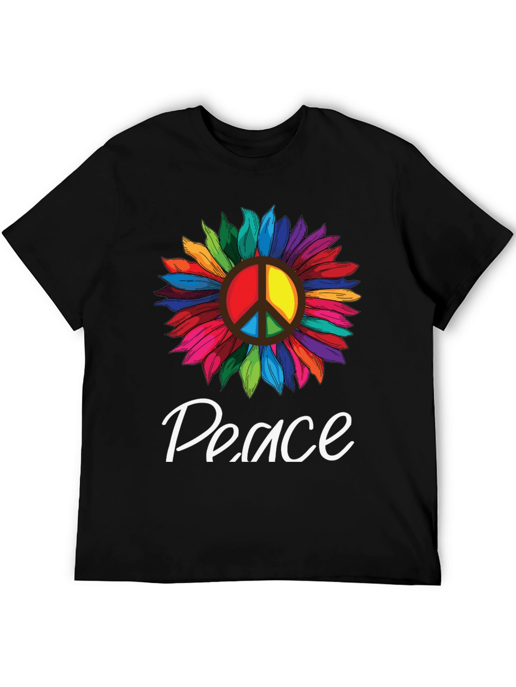 Peace Sunflower Graphic T-Shirt -  Unisex Black Tee