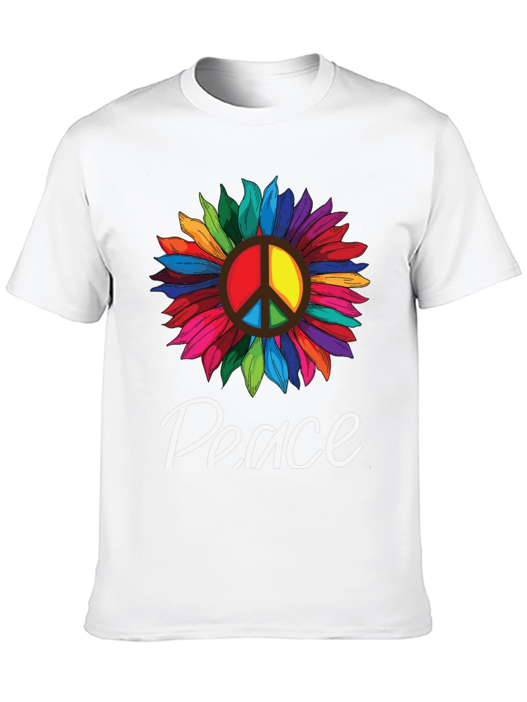 Peace Sunflower Graphic T-Shirt -  Unisex Black Tee