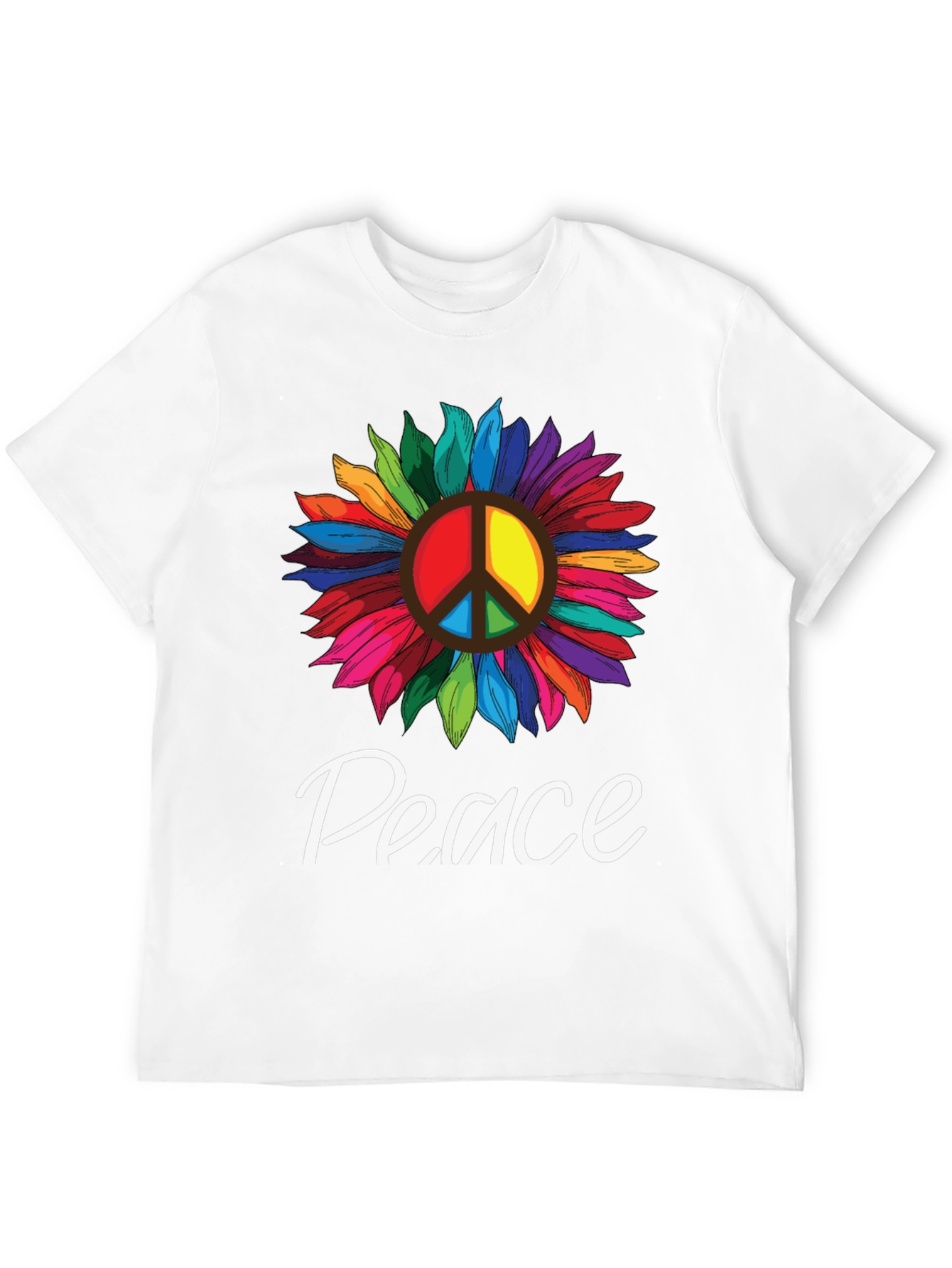 Peace Sunflower Graphic T-Shirt -  Unisex Black Tee