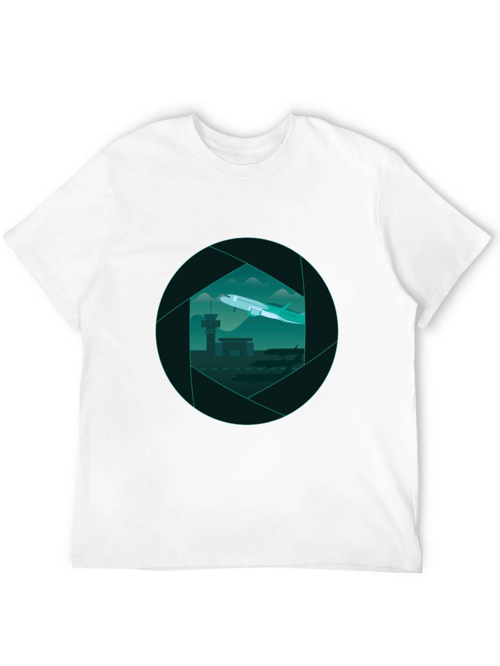 Airport View Graphic Tee - Black Cotton T-Shirt