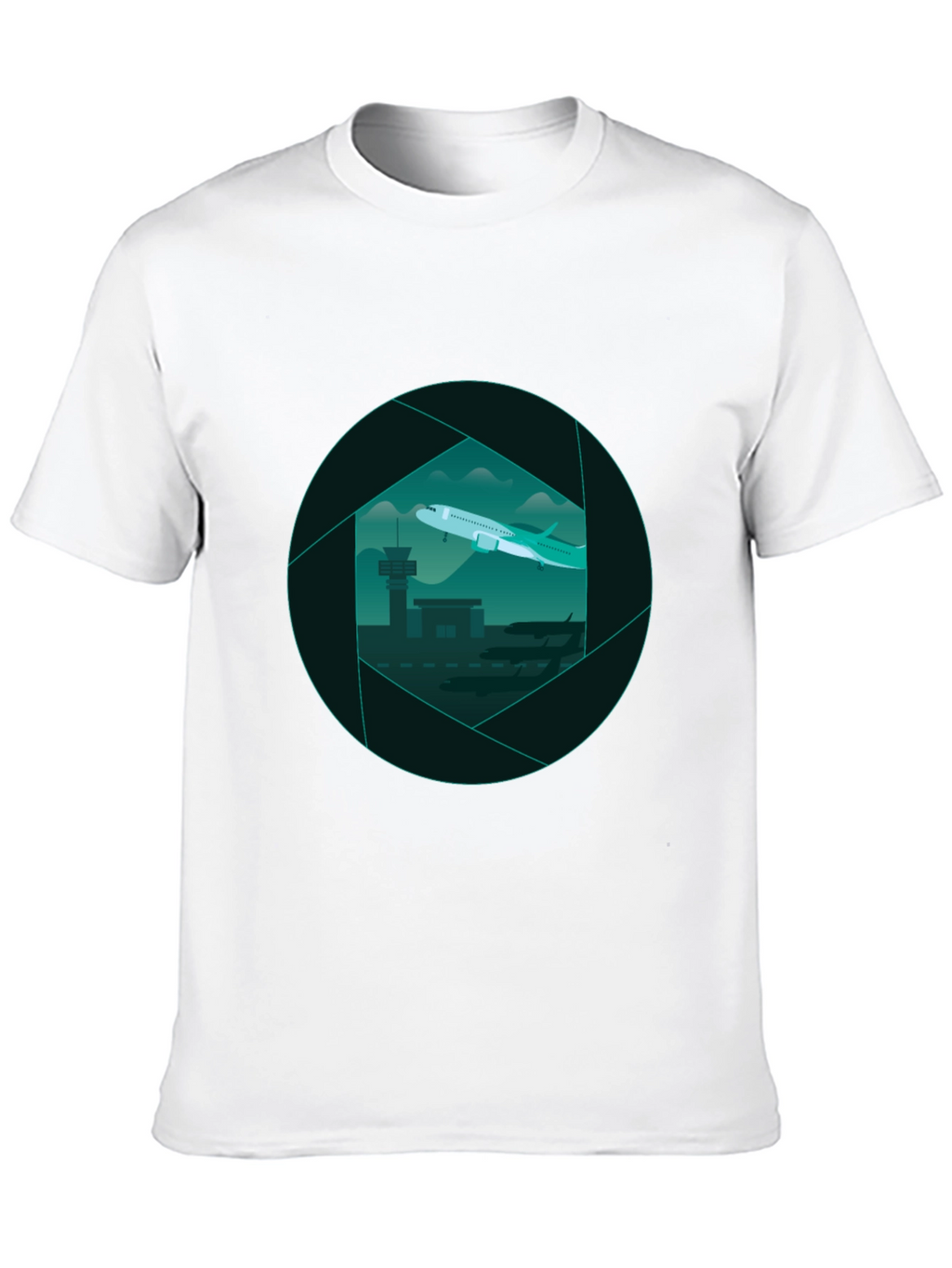 Airport View Graphic Tee - Black Cotton T-Shirt