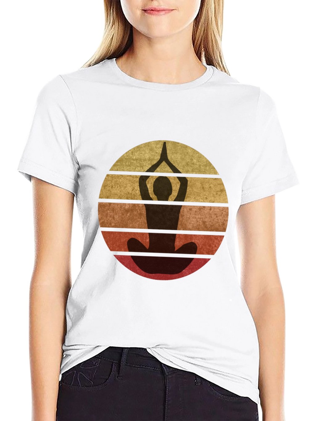 Retro Yoga Pose Graphic T-Shirt - Unisex Black Tee