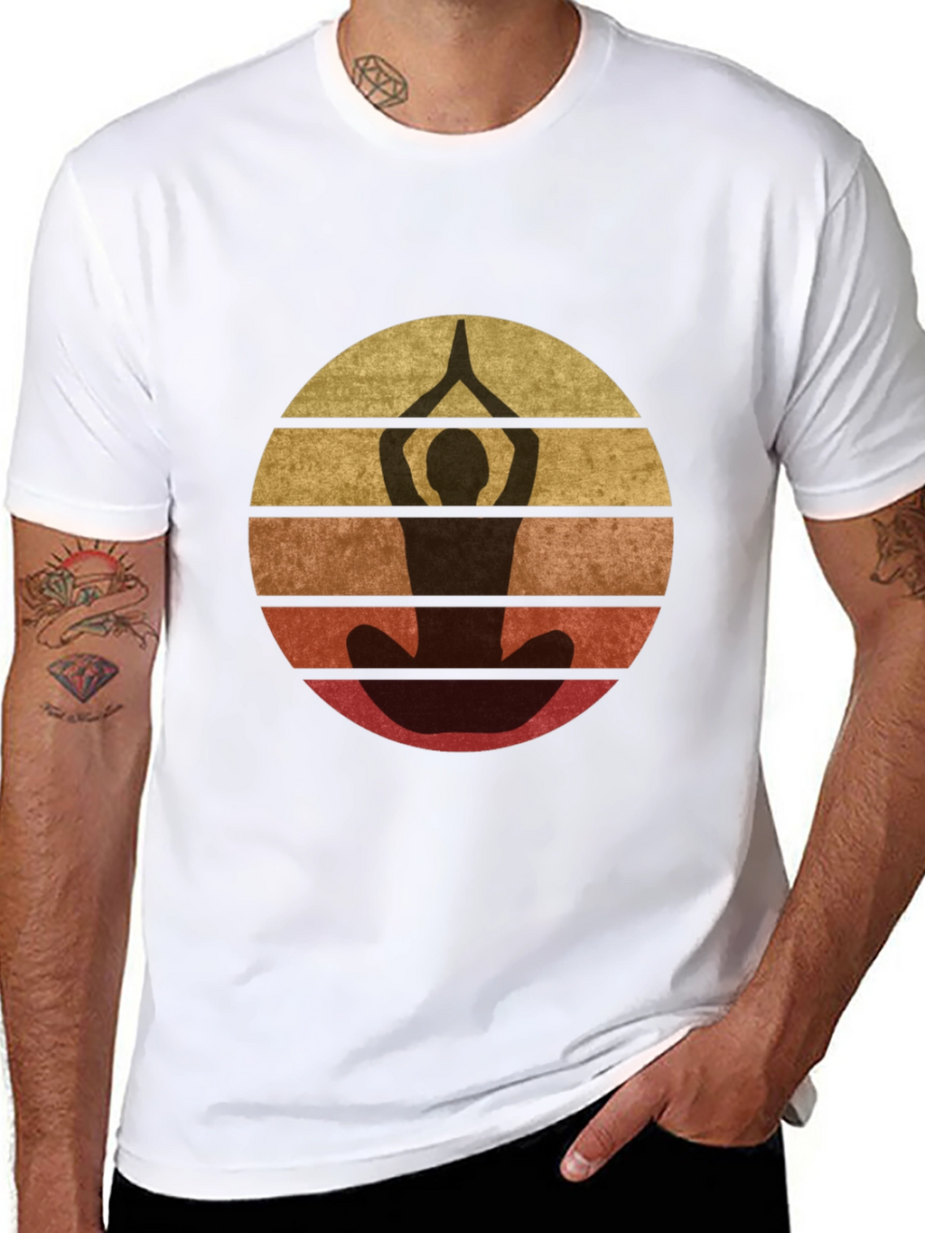 Retro Yoga Pose Graphic T-Shirt - Unisex Black Tee