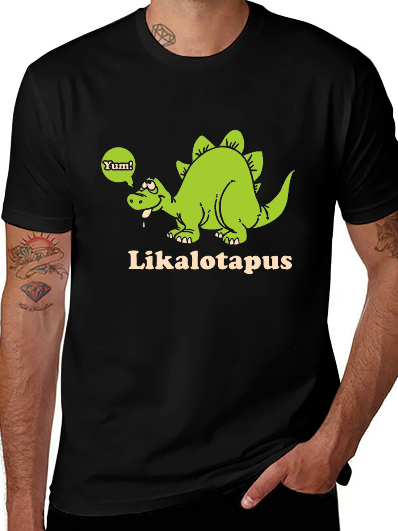 Funny Likalotapus Dinosaur Black T-Shirt