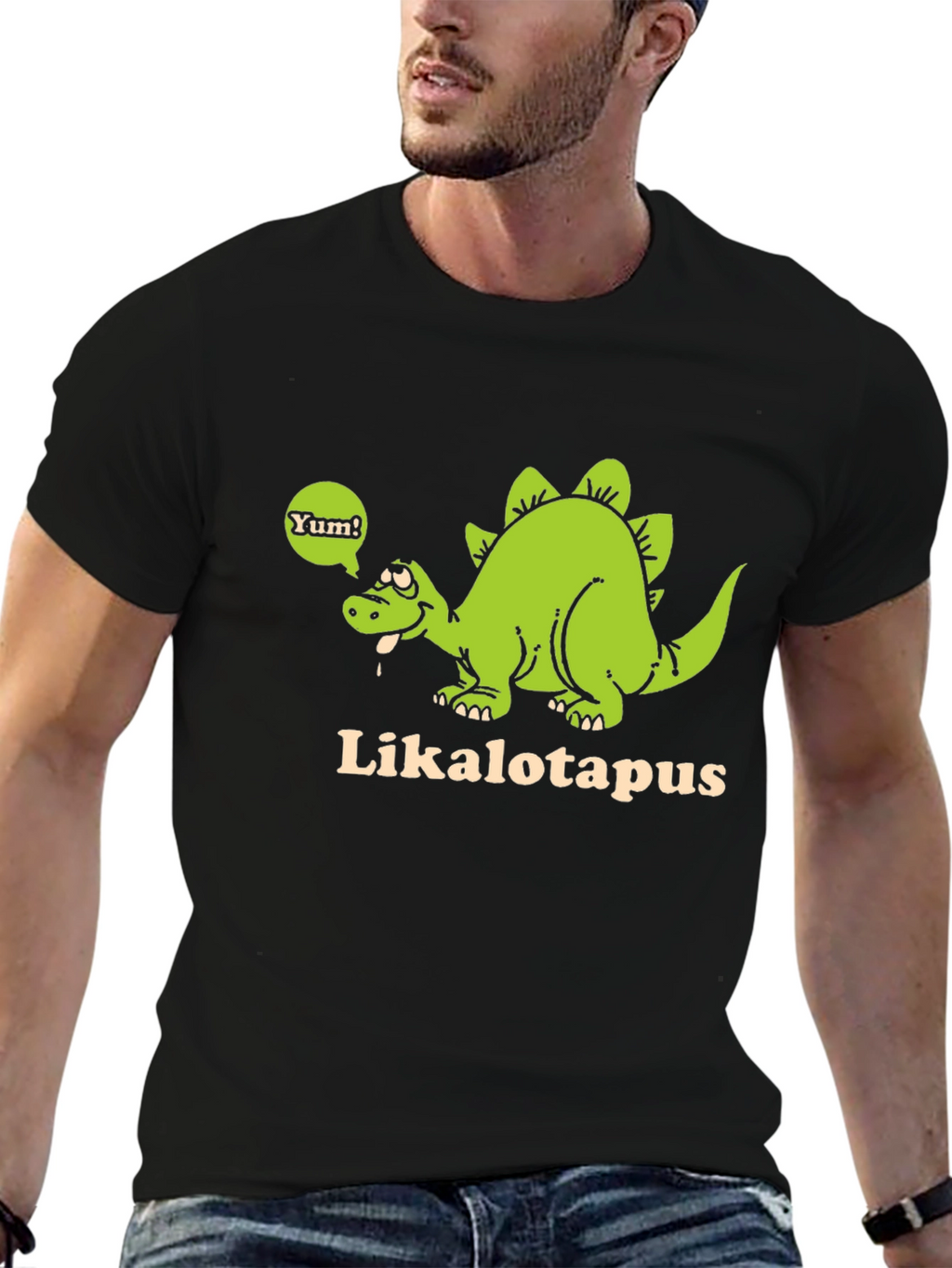 Funny Likalotapus Dinosaur Black T-Shirt