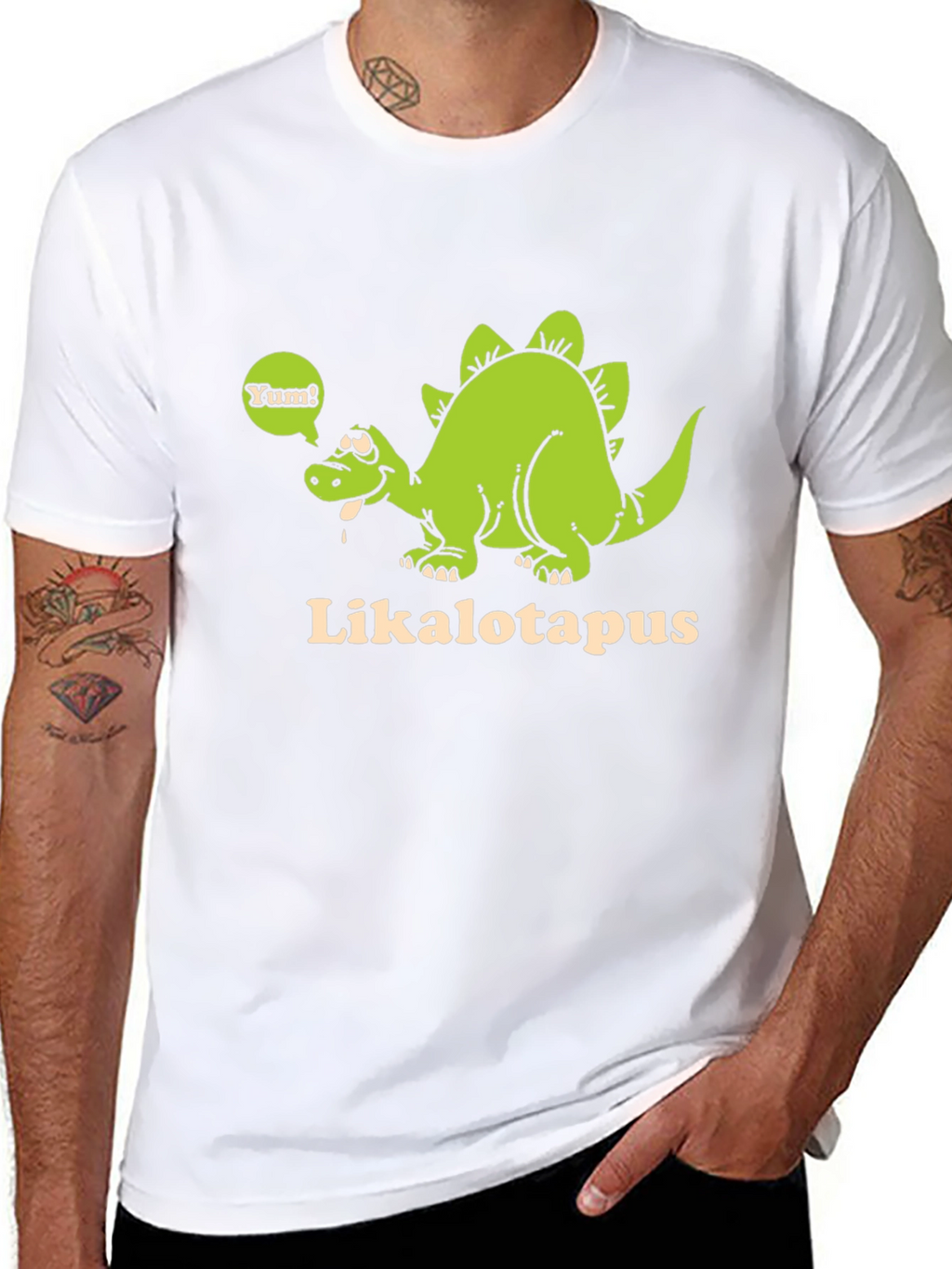 Funny Likalotapus Dinosaur Black T-Shirt