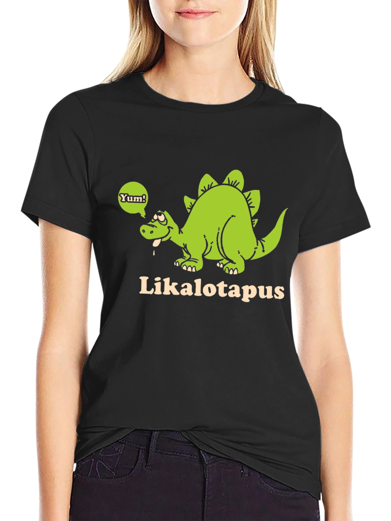 Funny Likalotapus Dinosaur Black T-Shirt