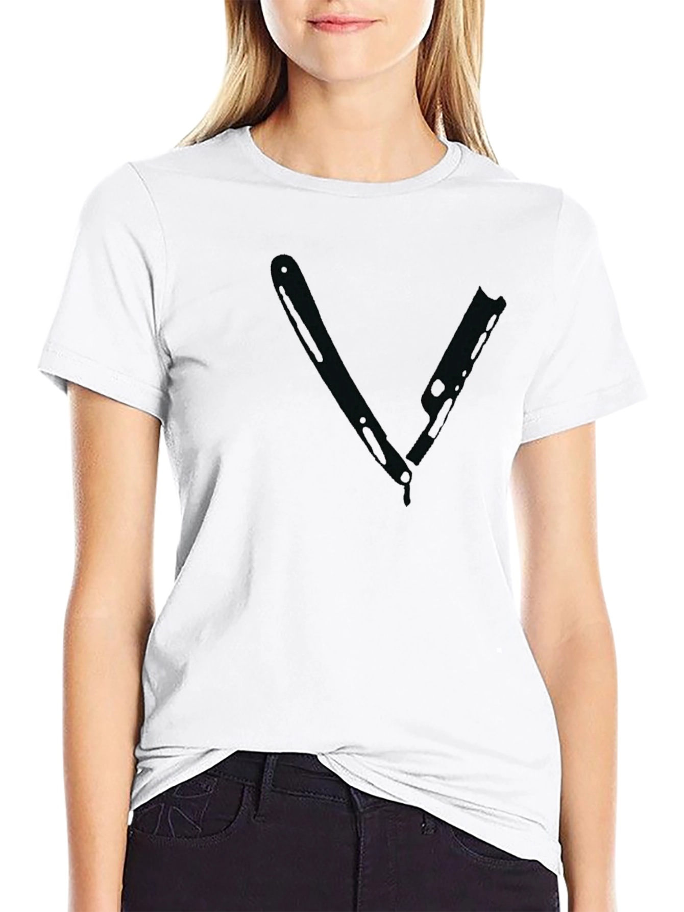 Black Graphic Tee - Razor Blade Design
