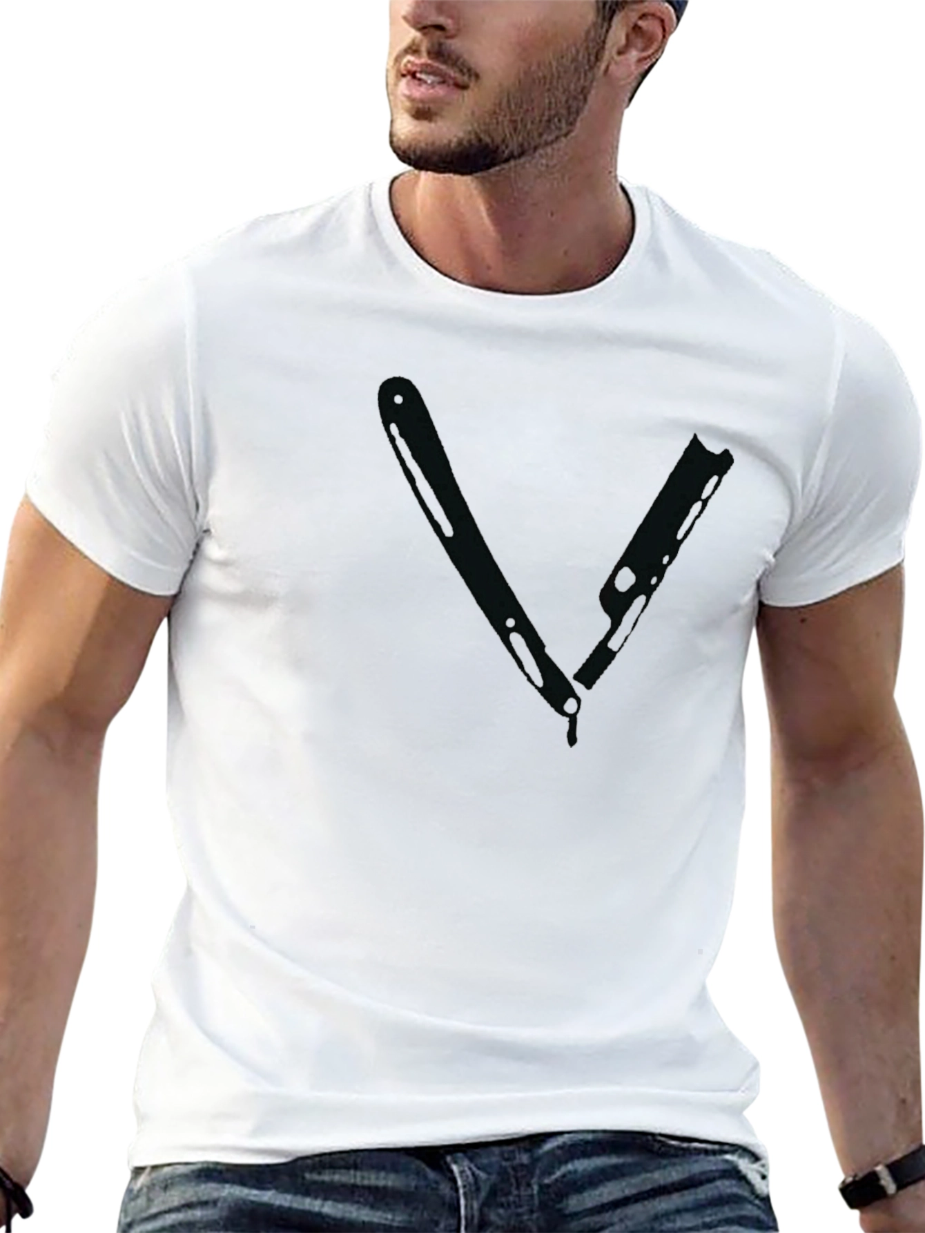 Black Graphic Tee - Razor Blade Design