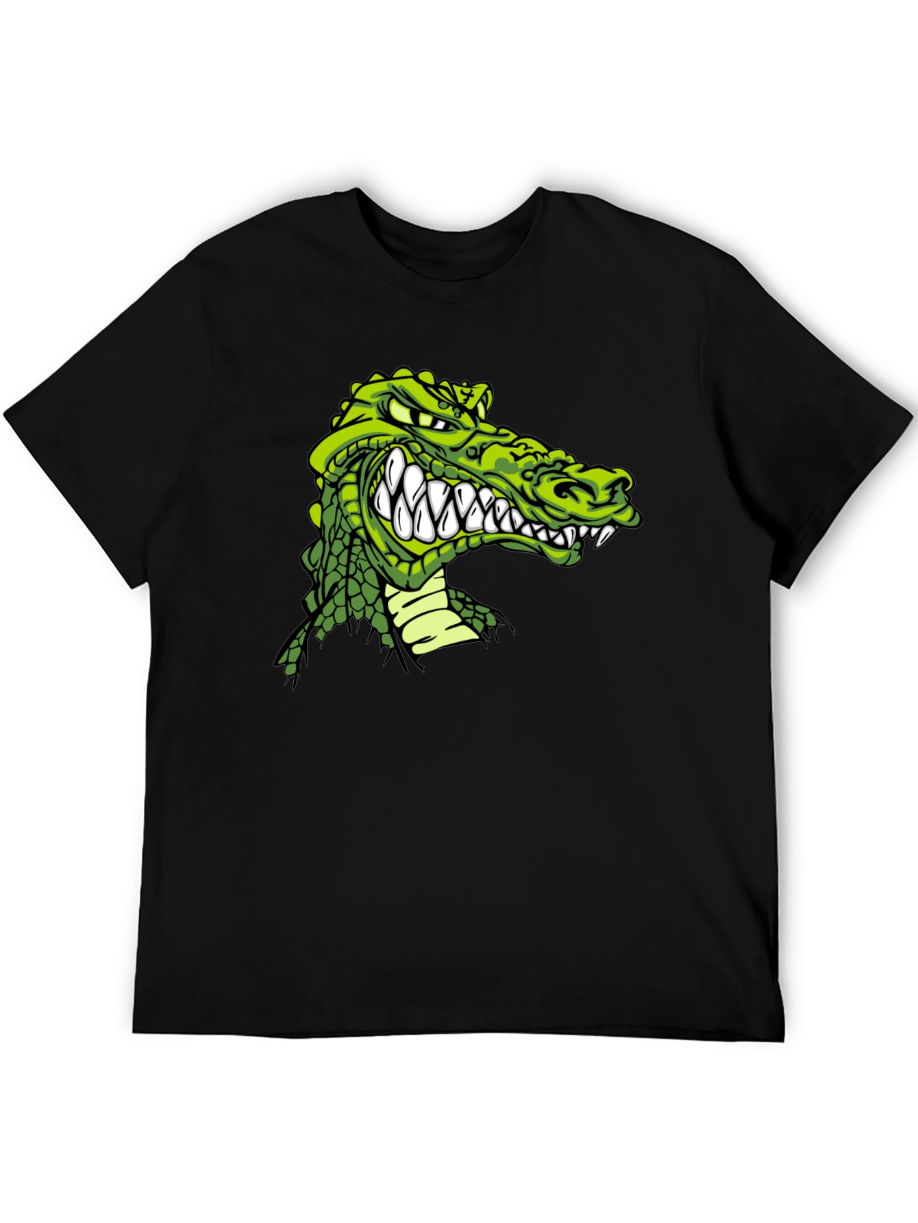 Crocodile Graphic Print Black T-Shirt