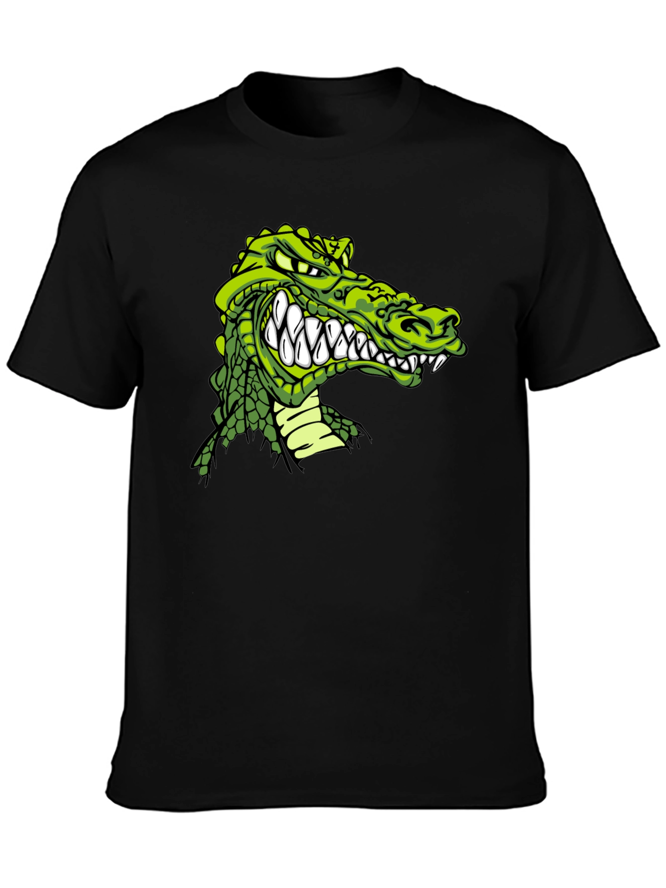 Crocodile Graphic Print Black T-Shirt