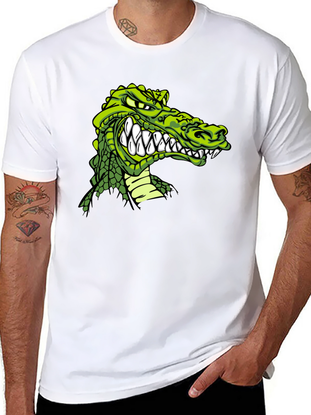 Crocodile Graphic Print Black T-Shirt