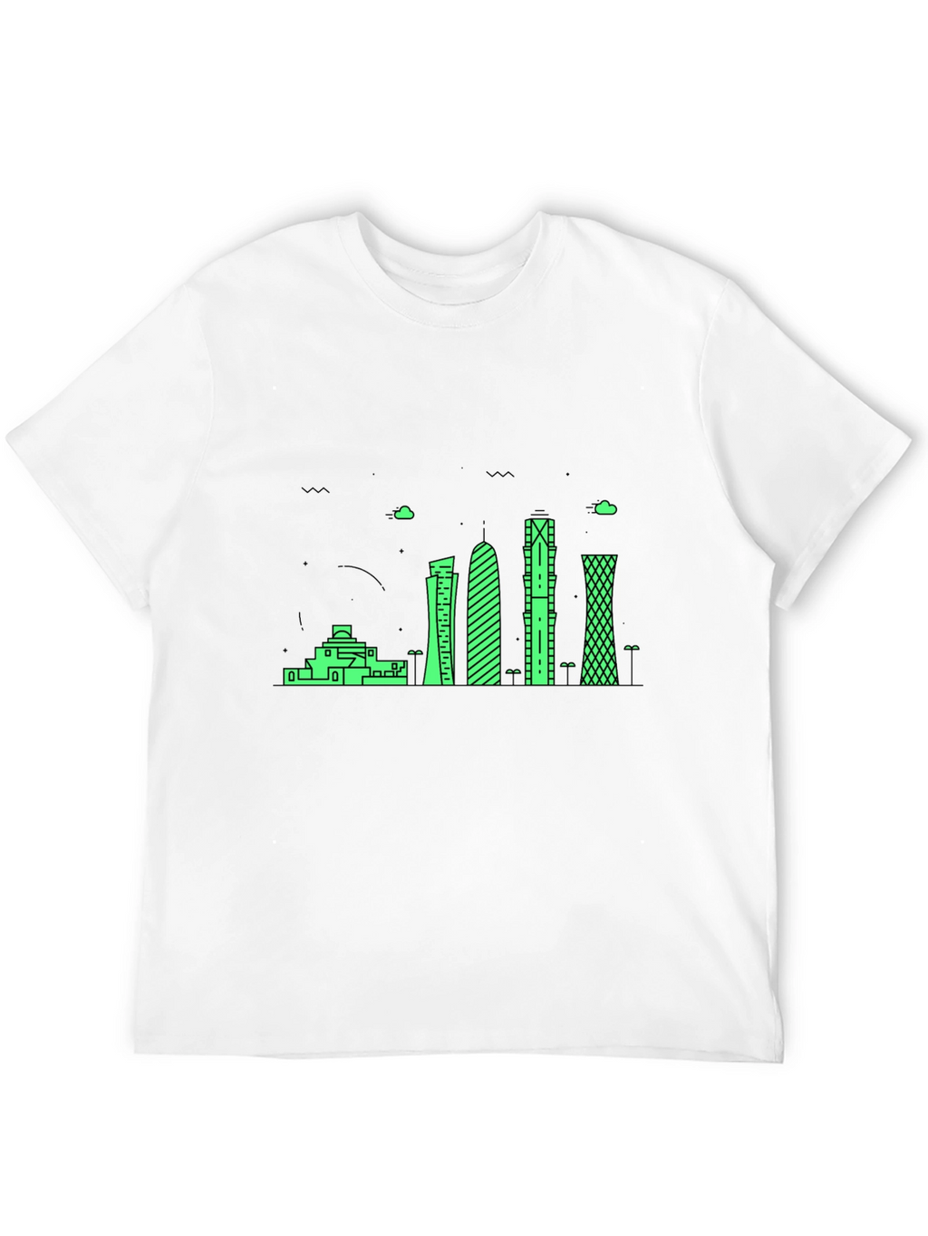 Modern Cityscape Graphic Tee - Black