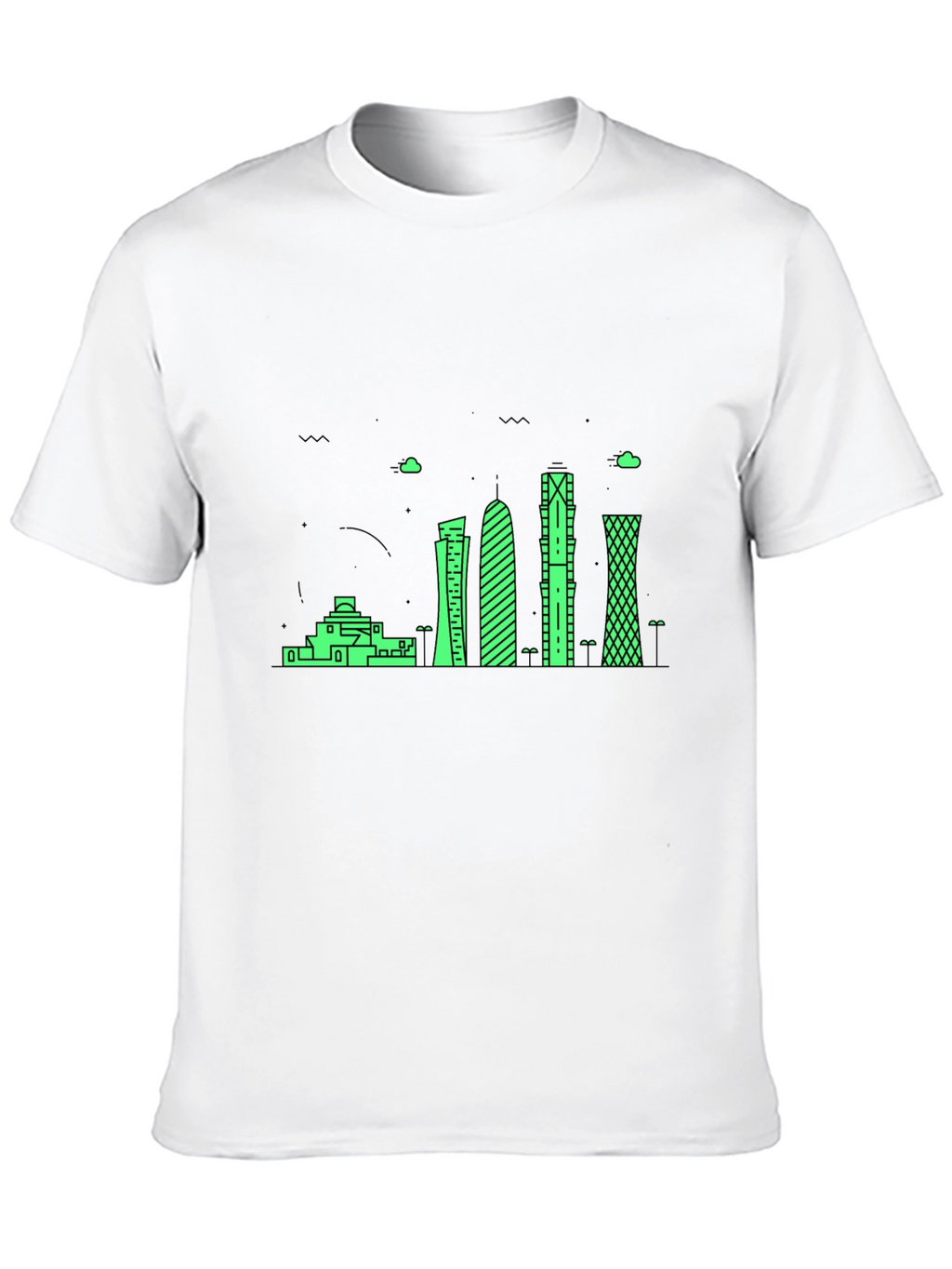 Modern Cityscape Graphic Tee - Black