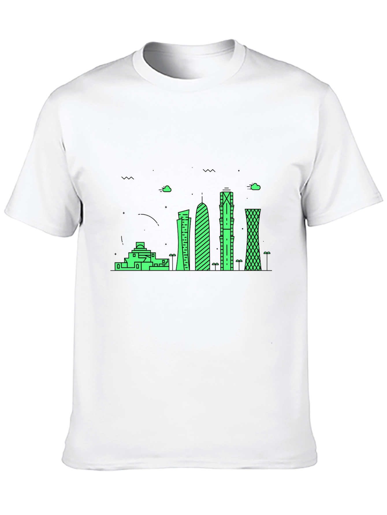 Modern Cityscape Graphic Tee - Black