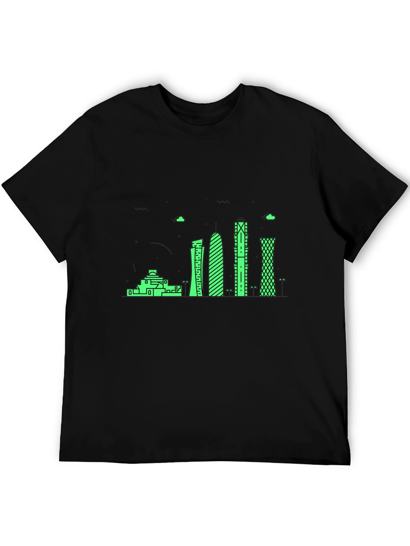 Modern Cityscape Graphic Tee - Black